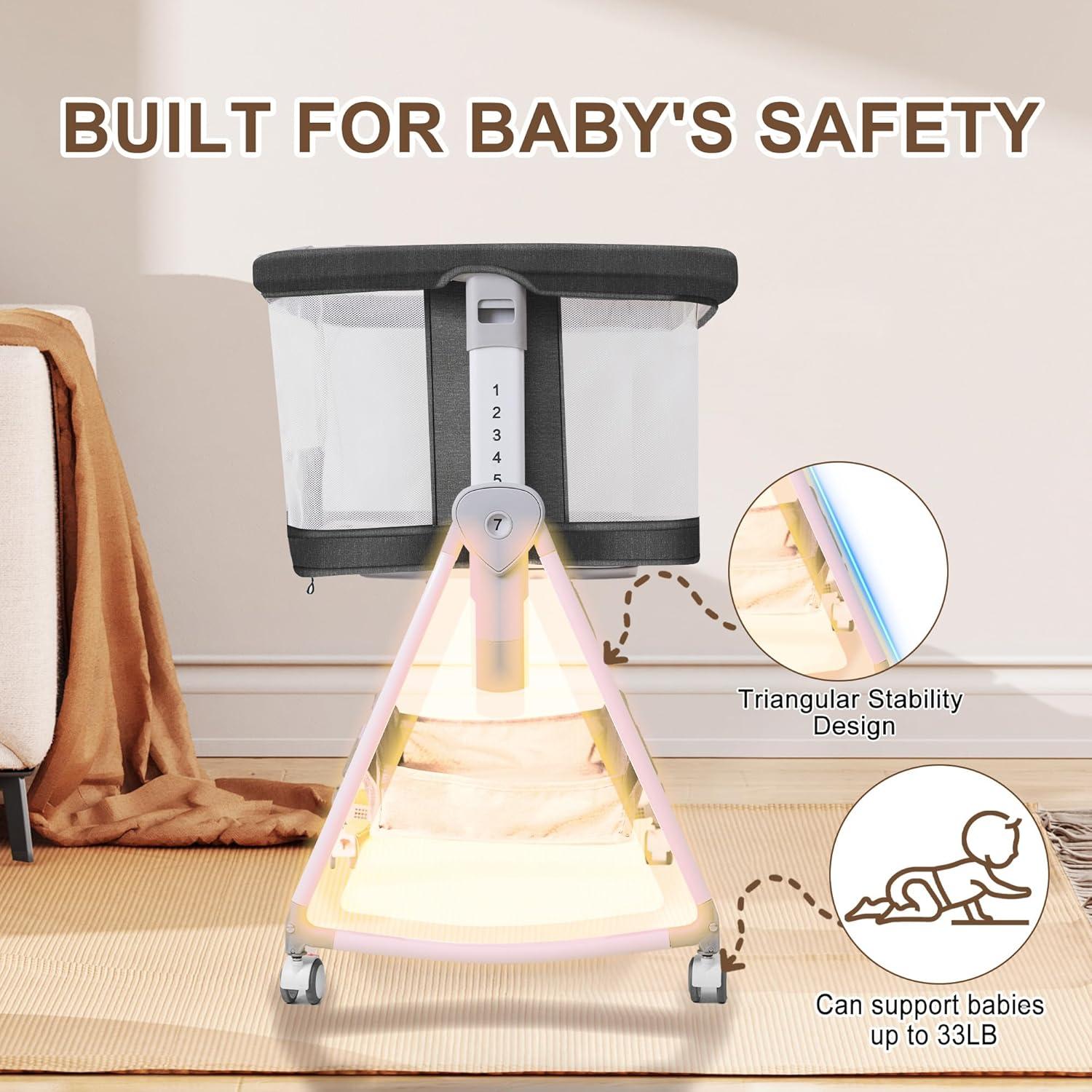 Cuna de lado para bebé Donpemu 3 en 1 ajustable negra