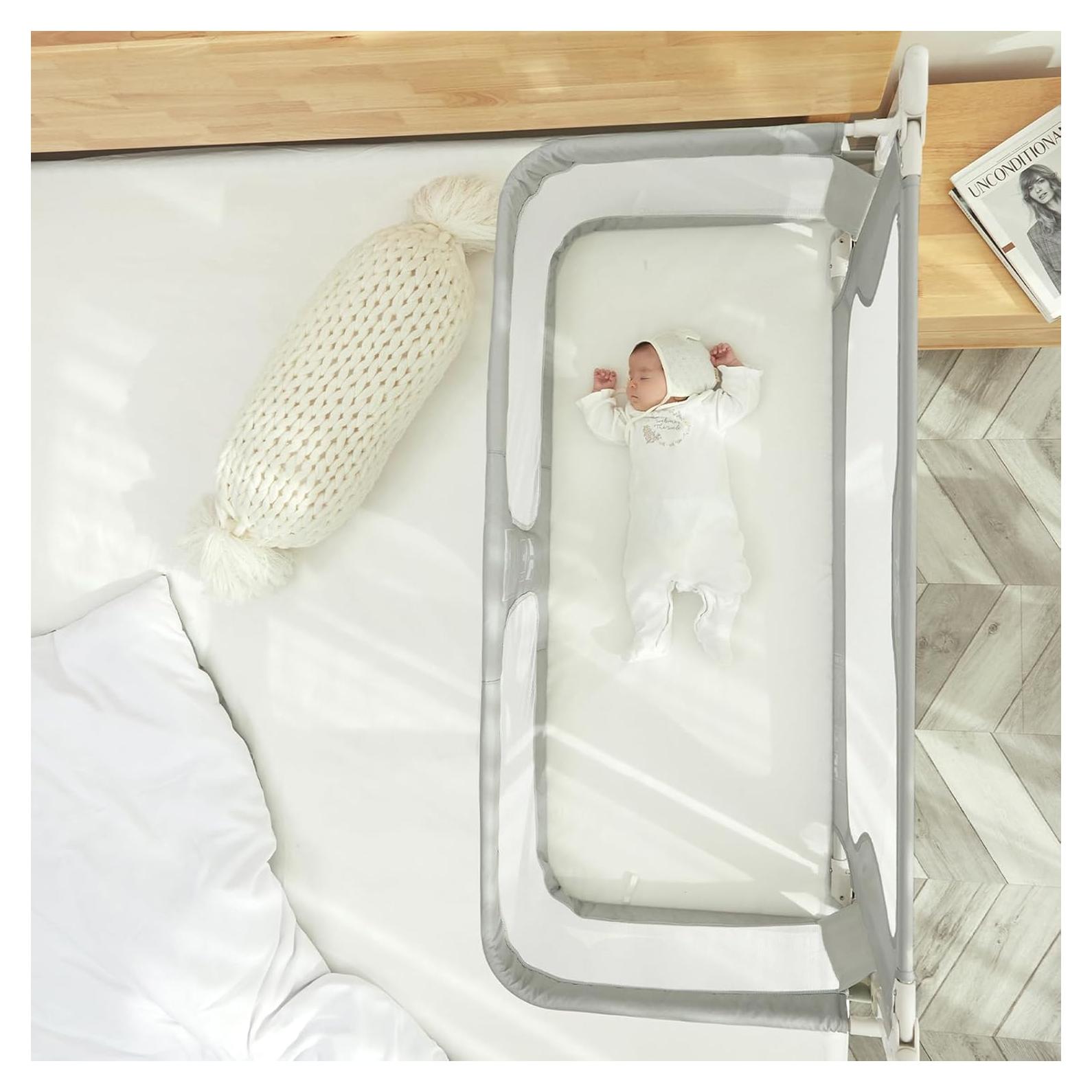 Cuna portátil 3 en 1 LINKSAW gris, cuna lateral para bebé