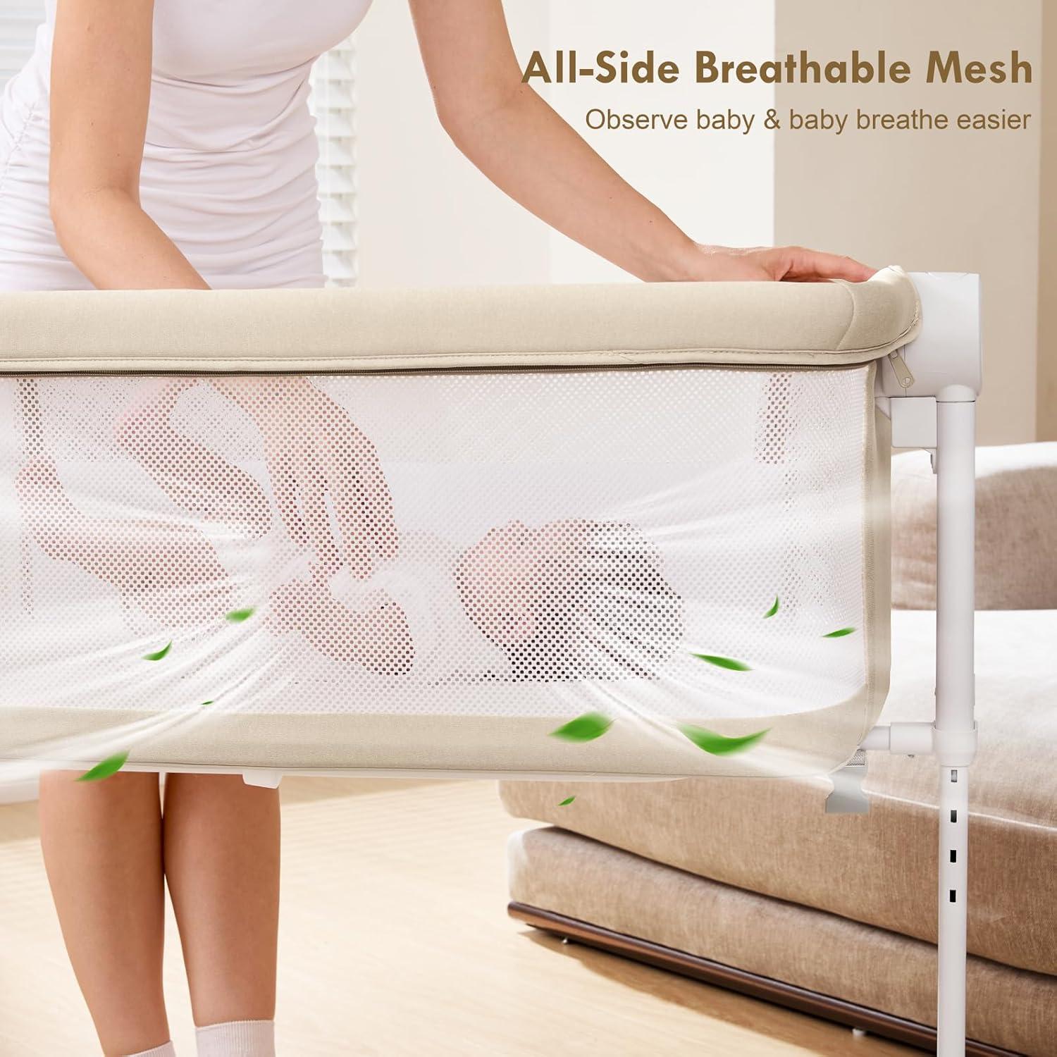 Cuna Lateral Portátil Taylengrow Beige con Colchón Lavable