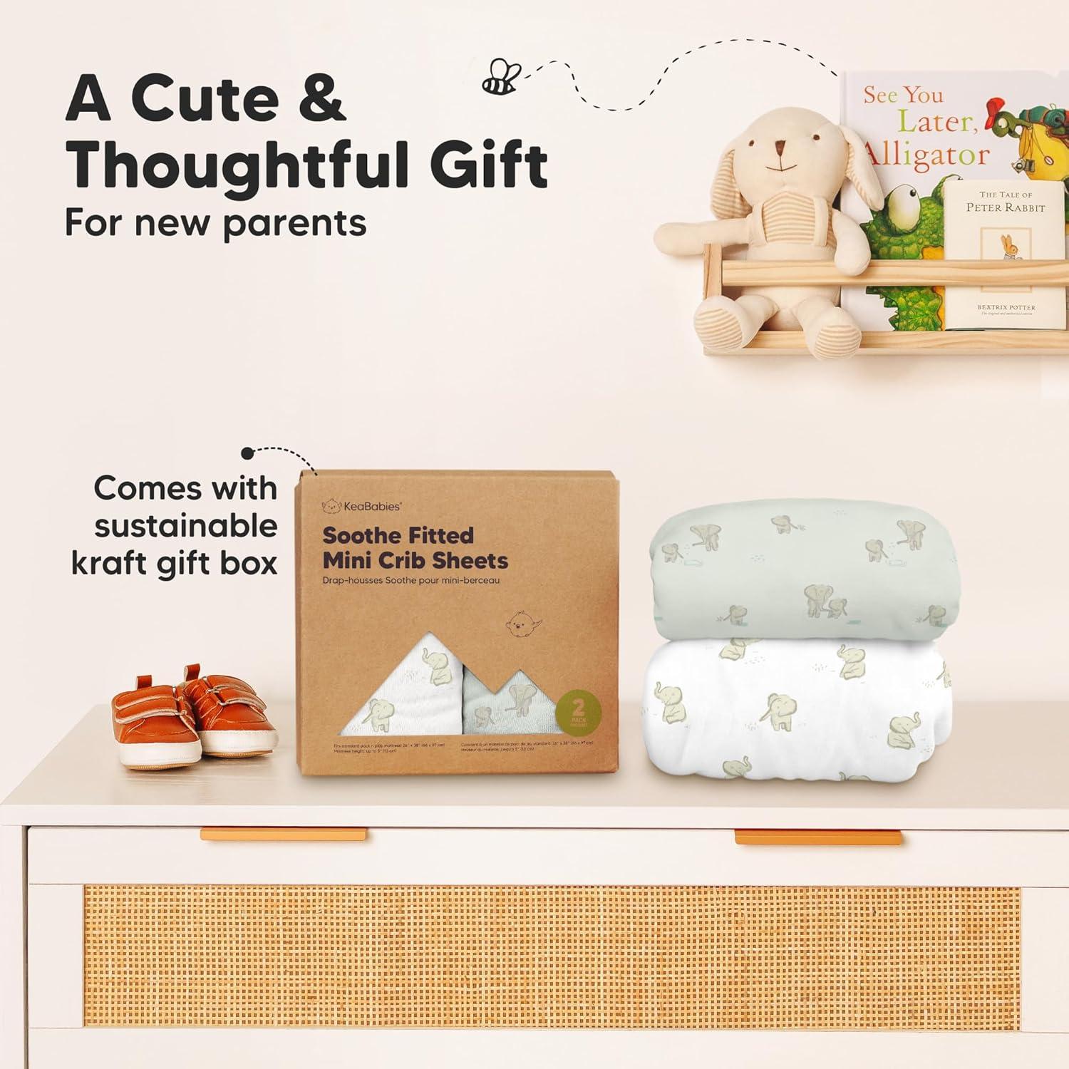 Paquete de 2 Sábanas Ajustadas Cuna Mini KeaBabies Algodón 96.5x66cm