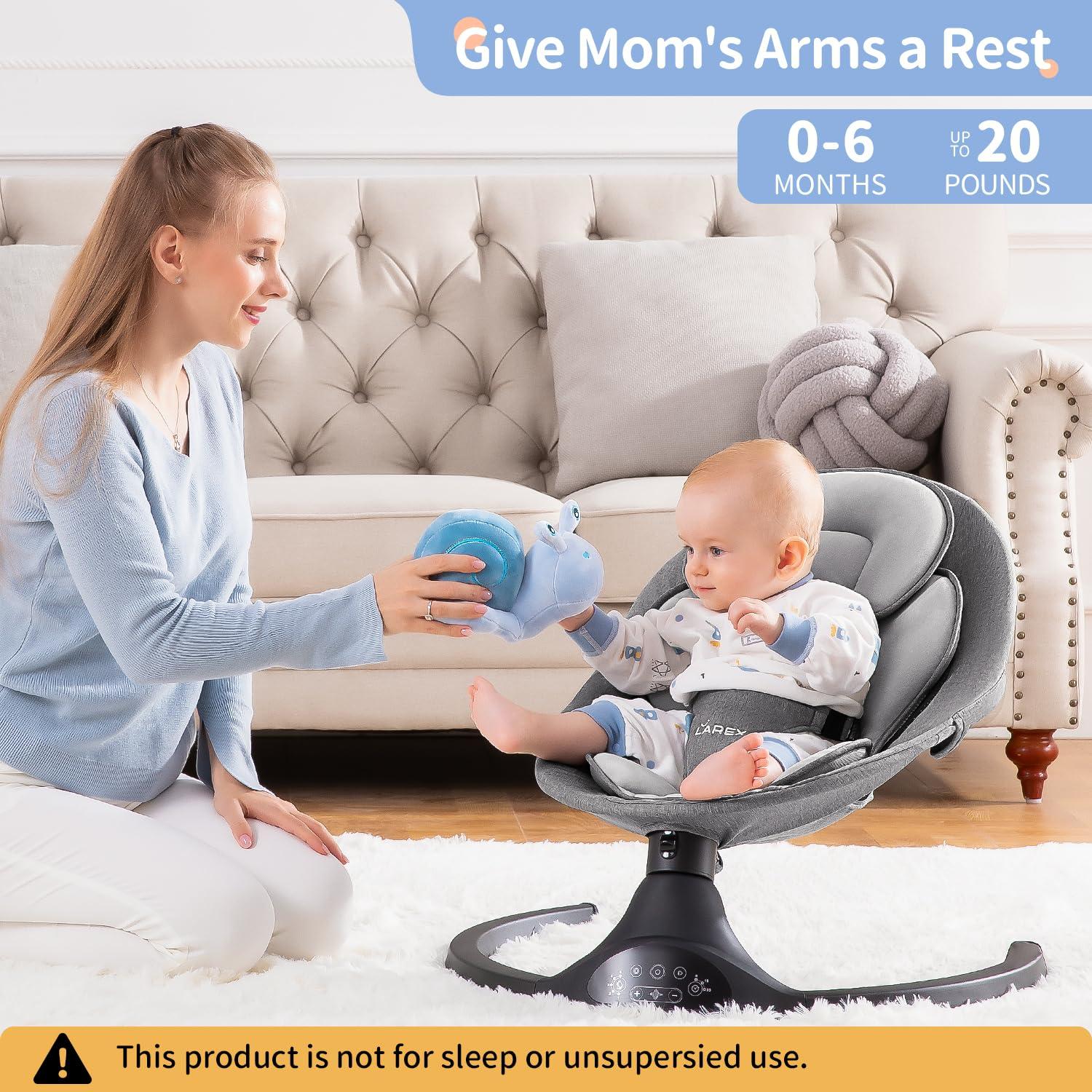 Columpio Eléctrico para Bebés LAREX 5 Velocidades y Bluetooth