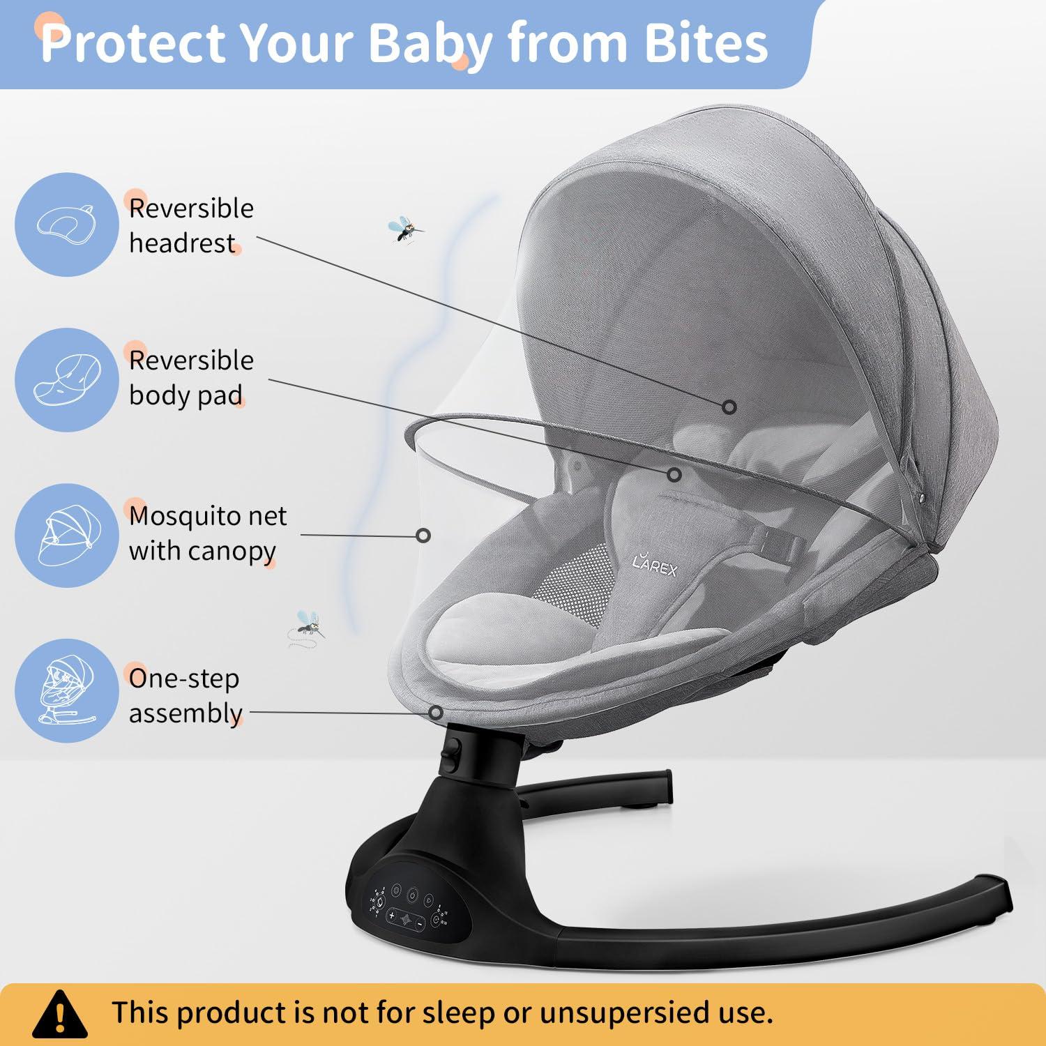 Columpio Eléctrico para Bebés LAREX 5 Velocidades y Bluetooth