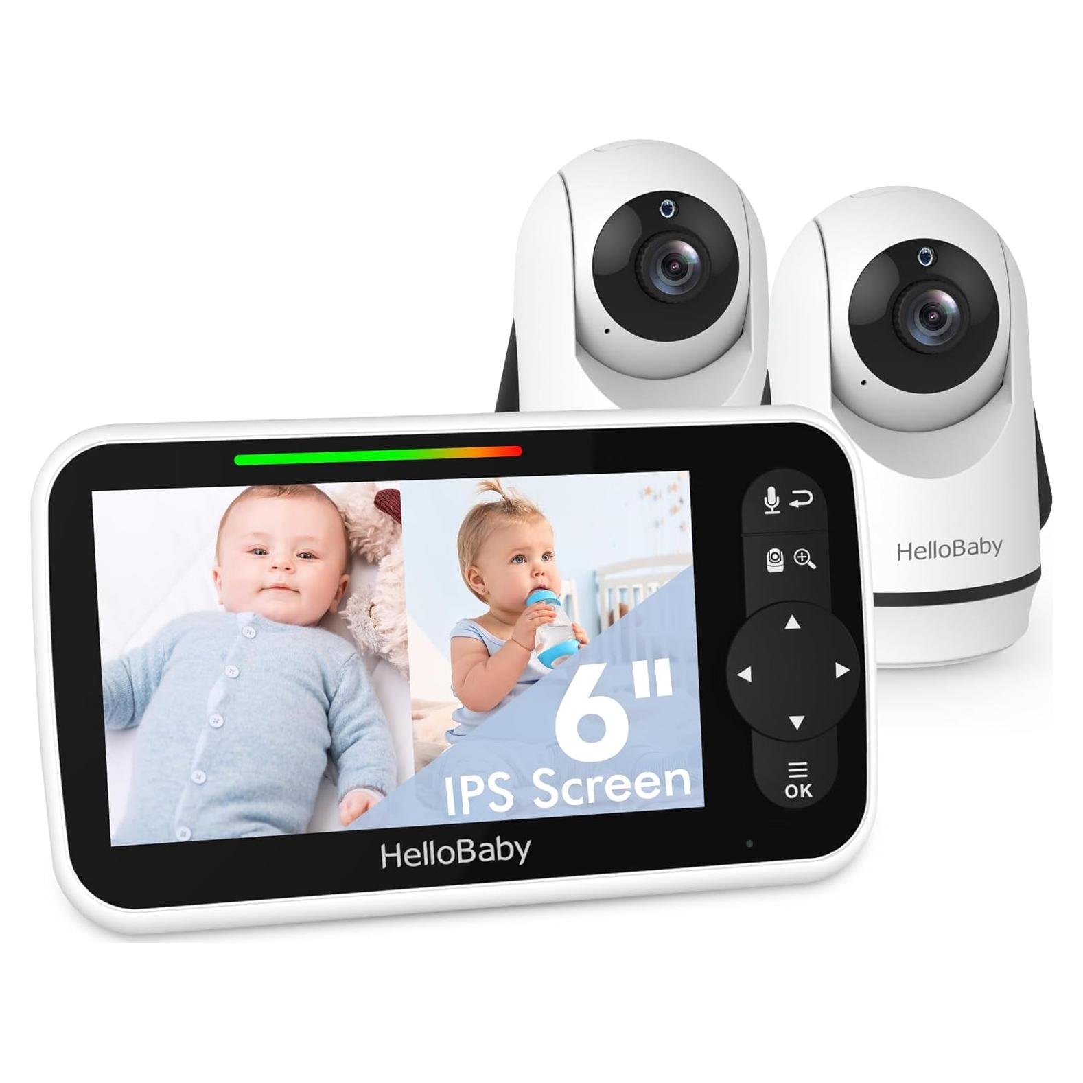 Monitor de Bebé HelloBaby HB6351Plus-2 6" Pantalla IPS 2 Cámaras