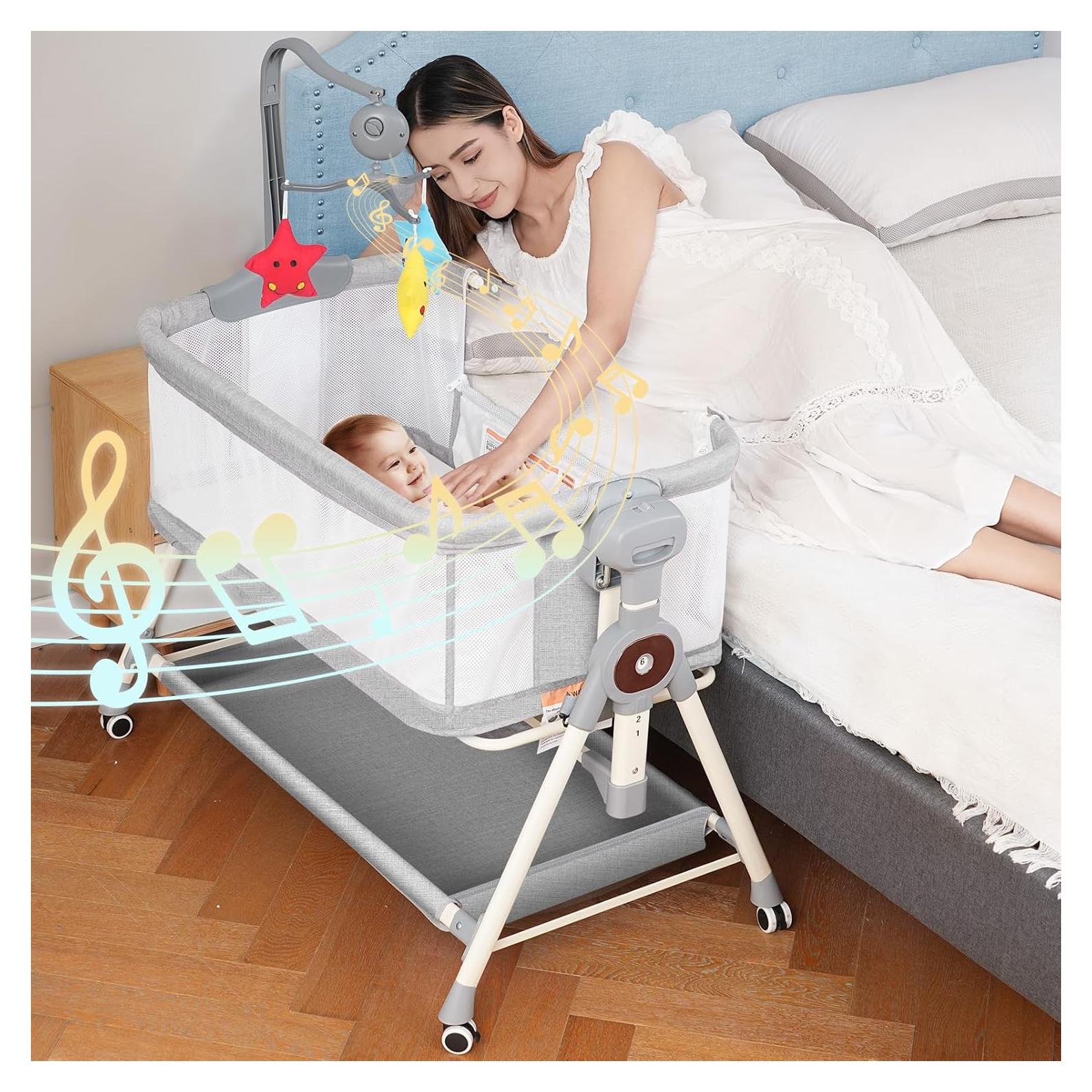 Cuna Mecedora 3 en 1 MEICHYUN Ajustable con Juguetes Musicales