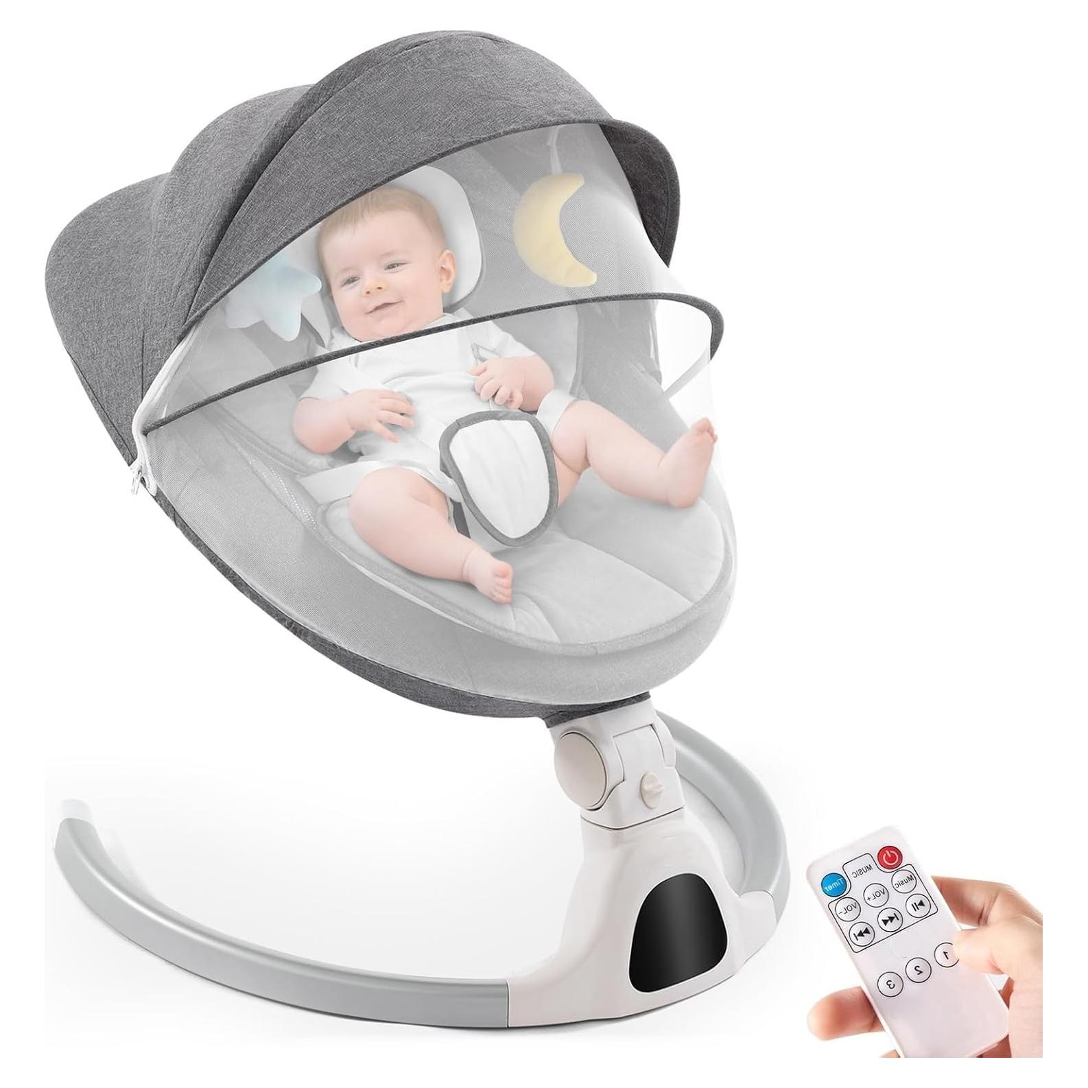 Columpio para Bebés GYARING 008 Portátil con Música y Control Remoto