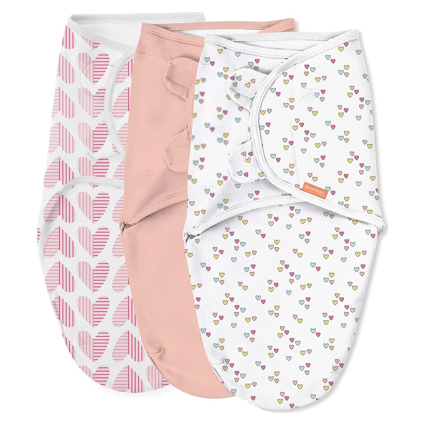 SwaddleMe Original Swaddle 3-Pack Algodón Corazones Bebé 0-3 Meses