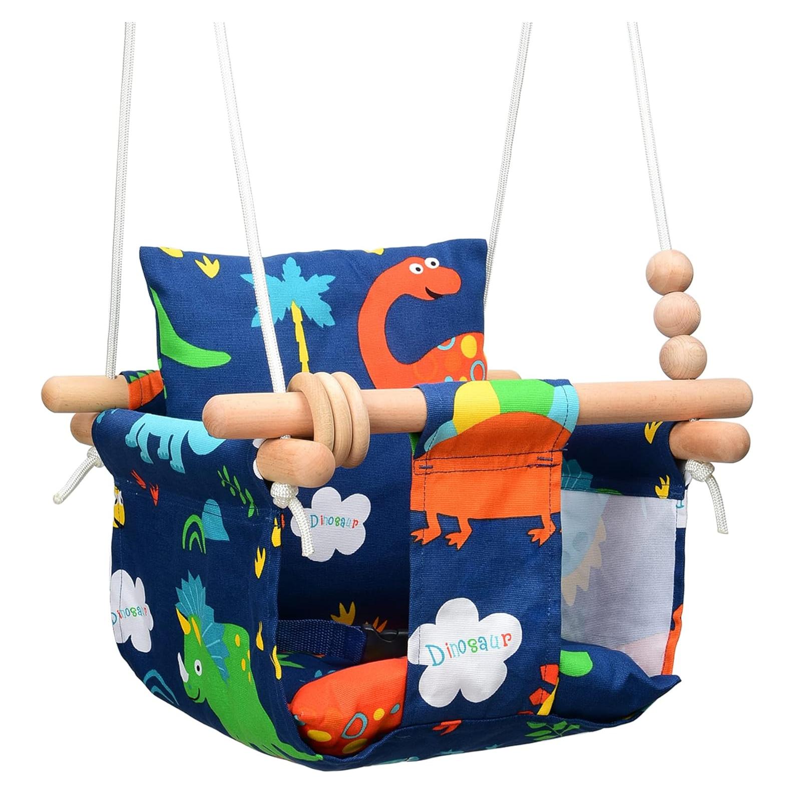 Columpio para Bebés FAETKLC con Asiento de Algodón - Dinosaurio