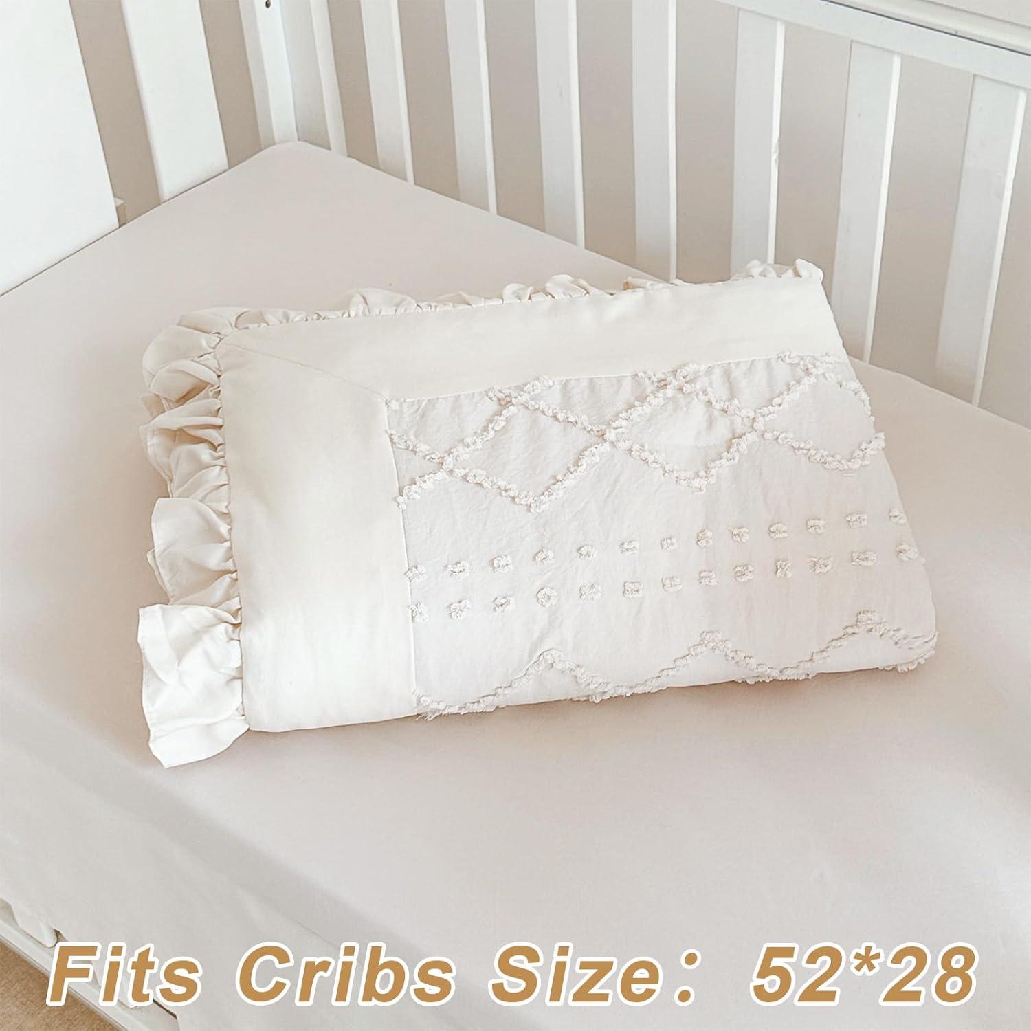 Juego de Ropa de Cuna Wowelife 3 Piezas Beige con Volantes