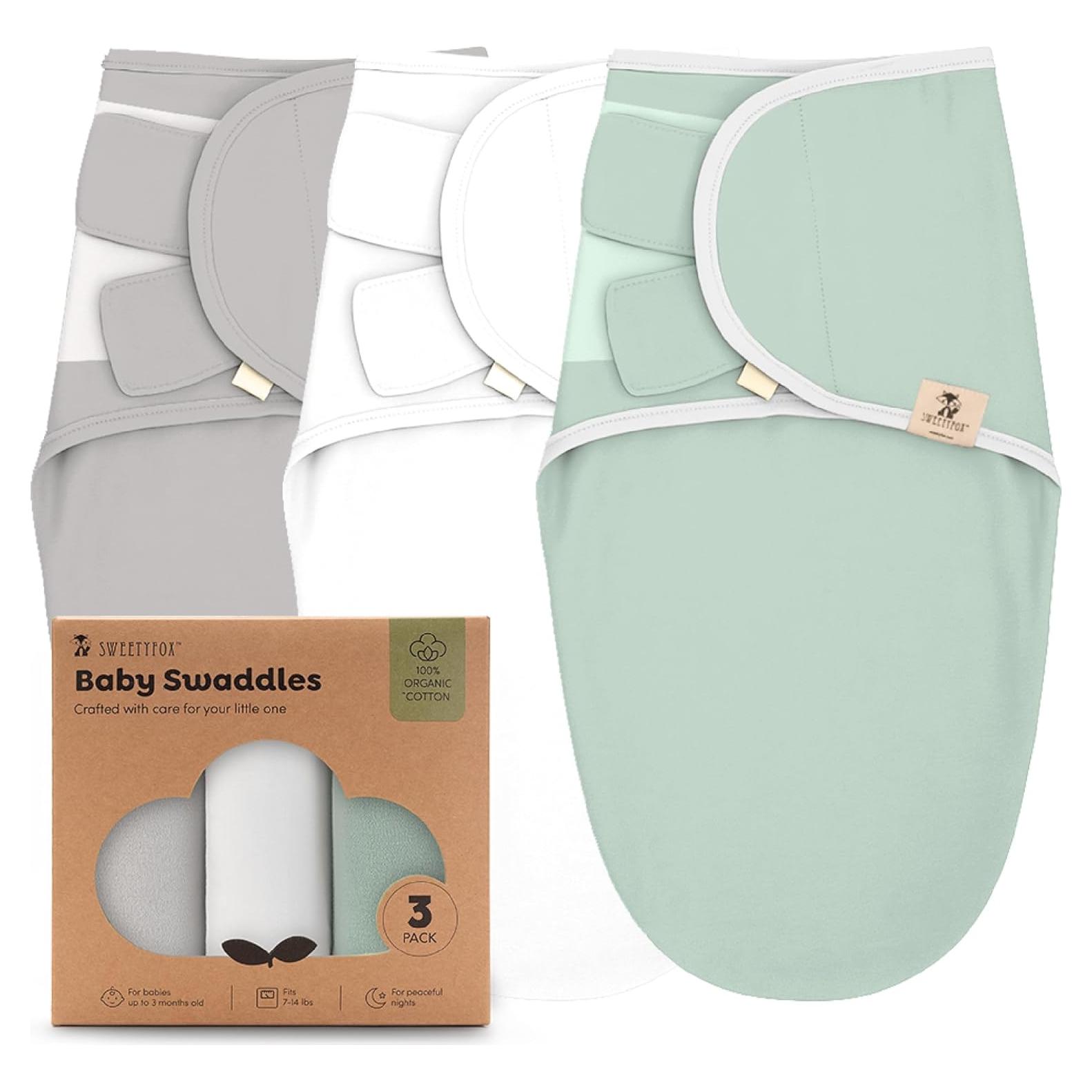 Saco de Sueño Orgánico Sweety Fox 3-Pack 0-3 Meses Musgo
