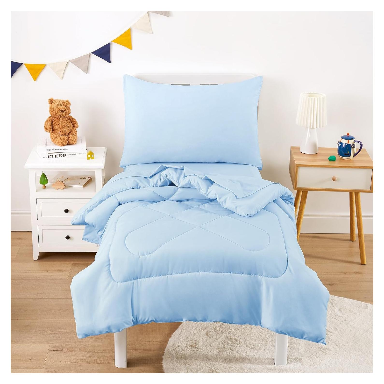 Juego de Ropa de Cama para Niños Despertar En Nubes 4 Piezas Azul