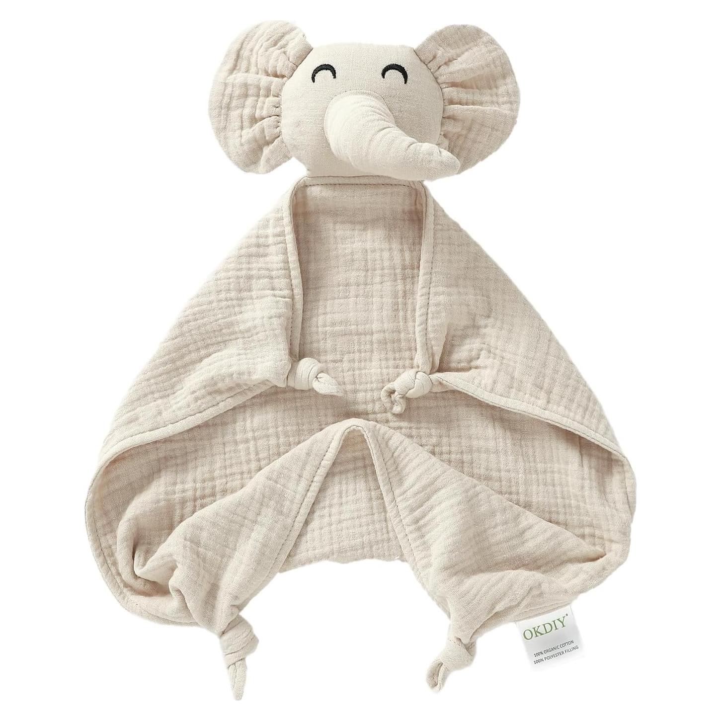 Manta de Elefante para Bebés Okdiy - 100% Algodón Orgánico Caqui
