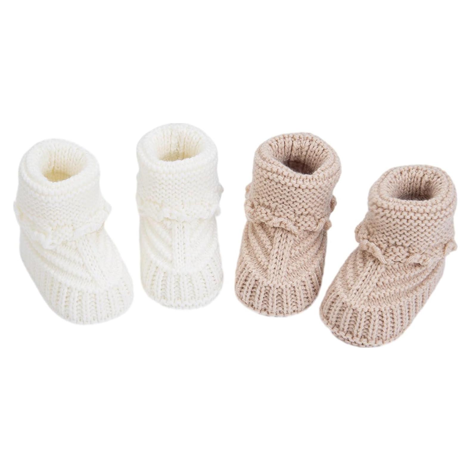 Botines para Bebé Hechos a Mano TJCONETJC - 2 Pares Algodón 0-12 Meses