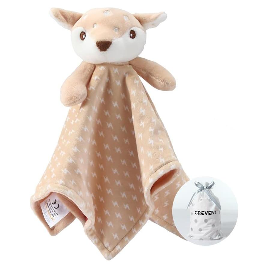 Manta de Felpa CREVENT para Bebés - Ciervo Marrón 35.5 cm