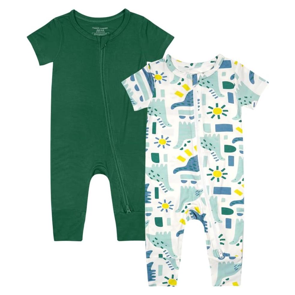 Pijamas de Viscosa de Bambú para Bebés 2 Piezas Verde Dinosaurio