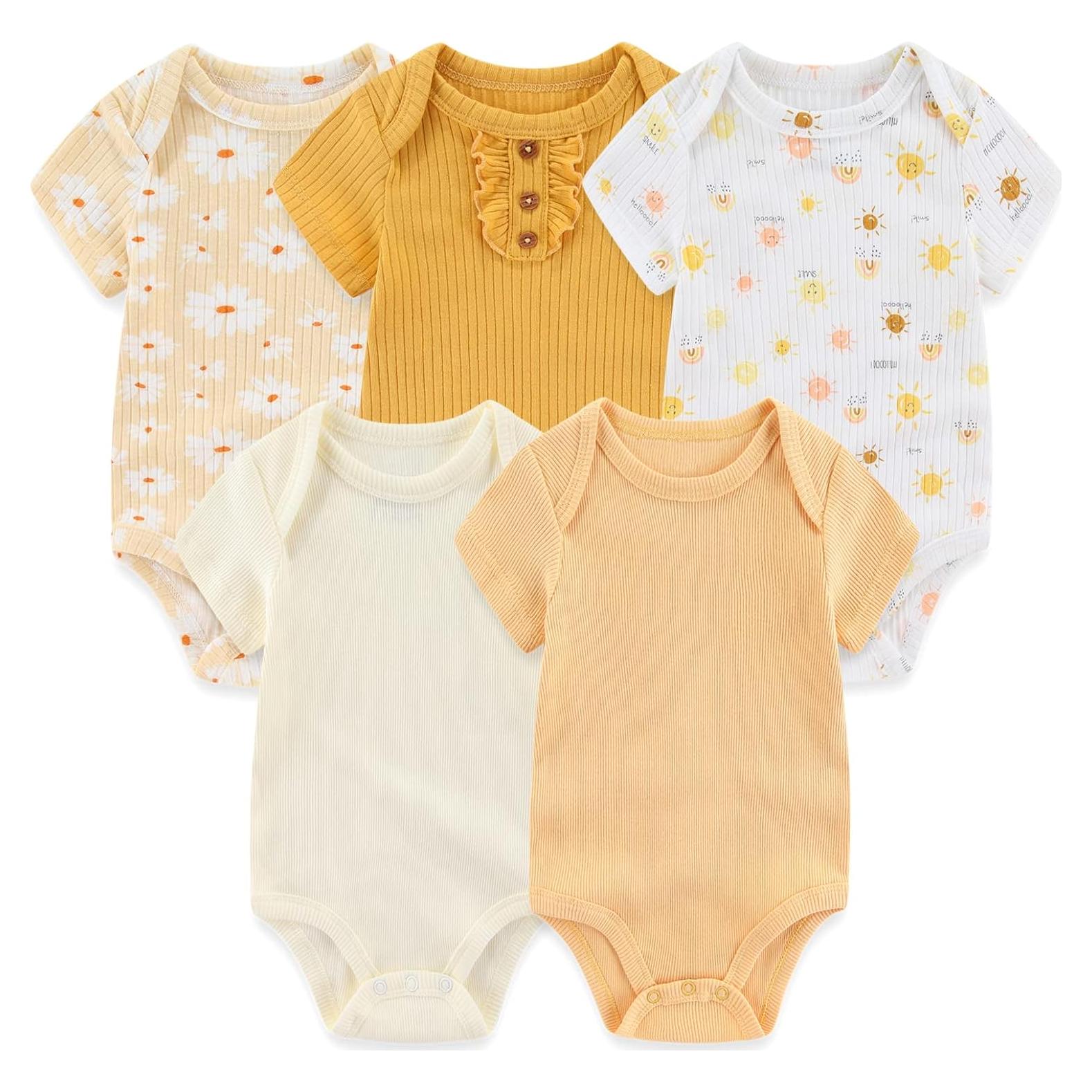 Bodysuit de Manga Corta para Bebé Algodón 5 Piezas 0-12 Meses