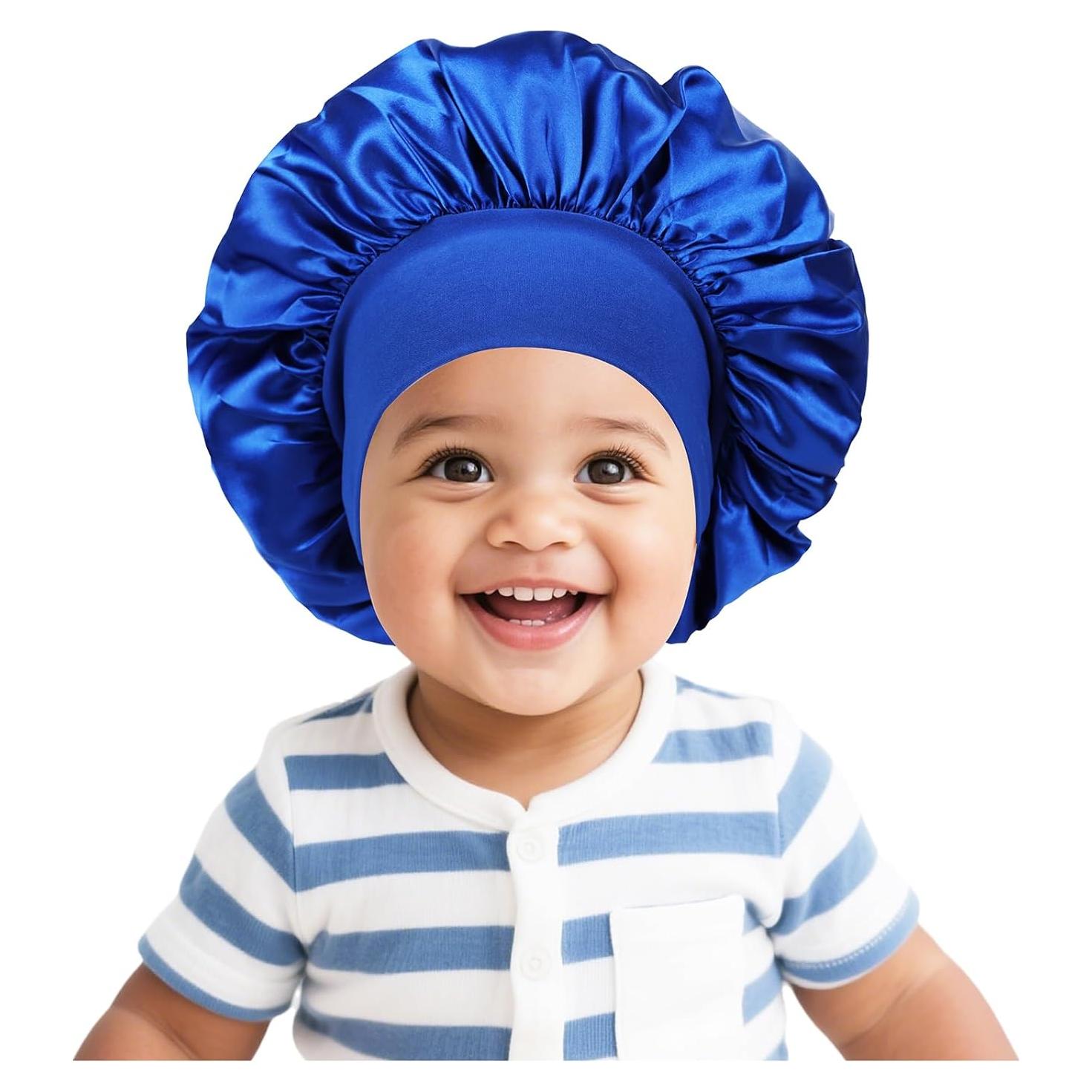 Bonete de satén para dormir LBYLUS azul para bebés