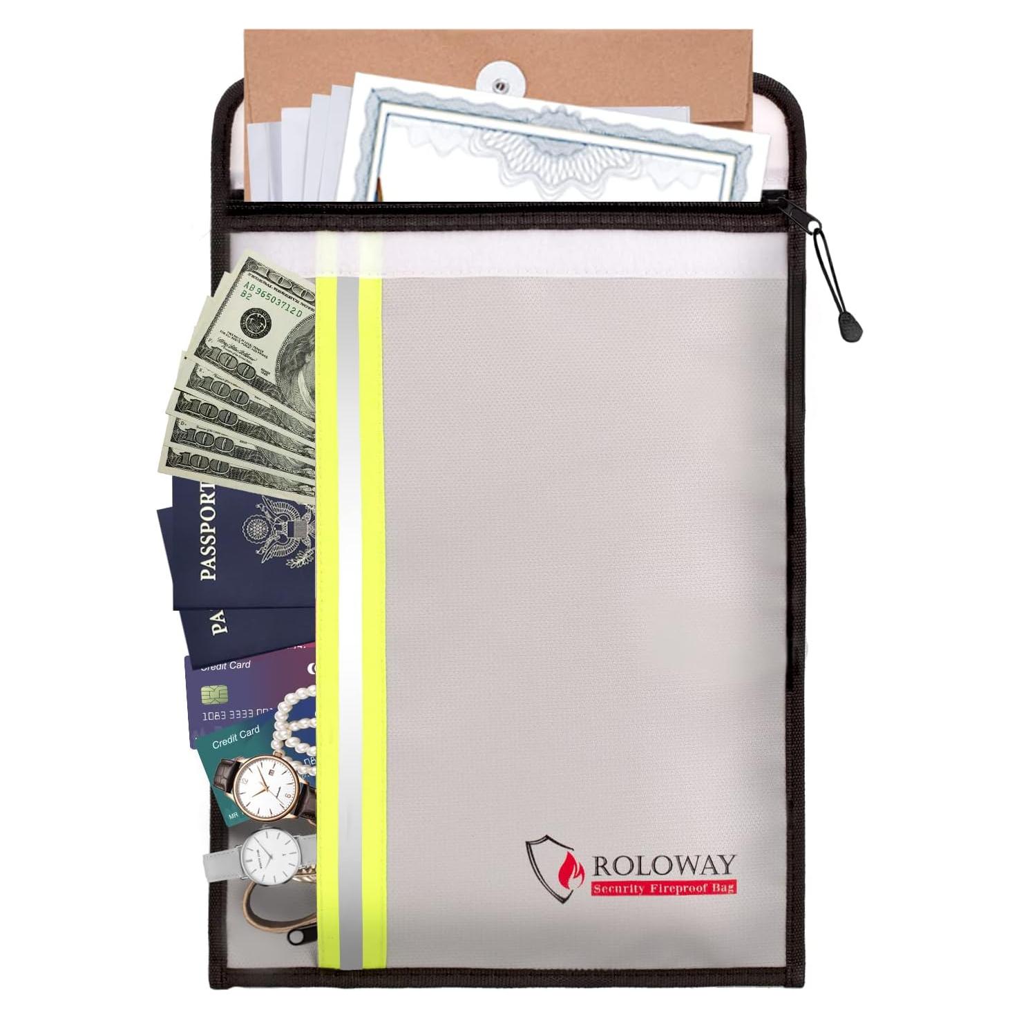 Bolsa a Prueba de Fuego ROLOWAY 38x28 cm 2 Bolsillos Plata