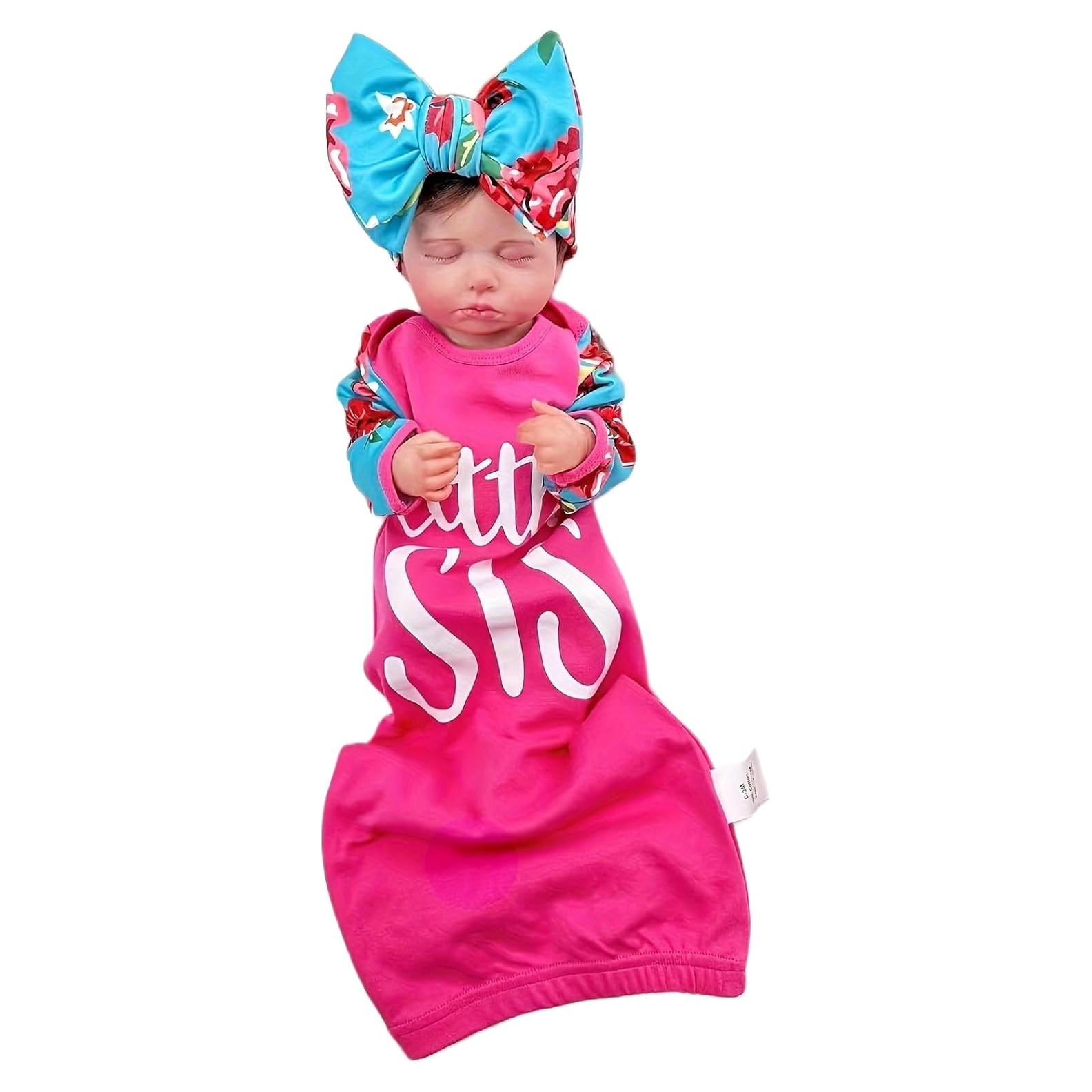 Conjunto Gown Bebé Niña Algodón Suave Rosa Fucsia 0-3 Meses