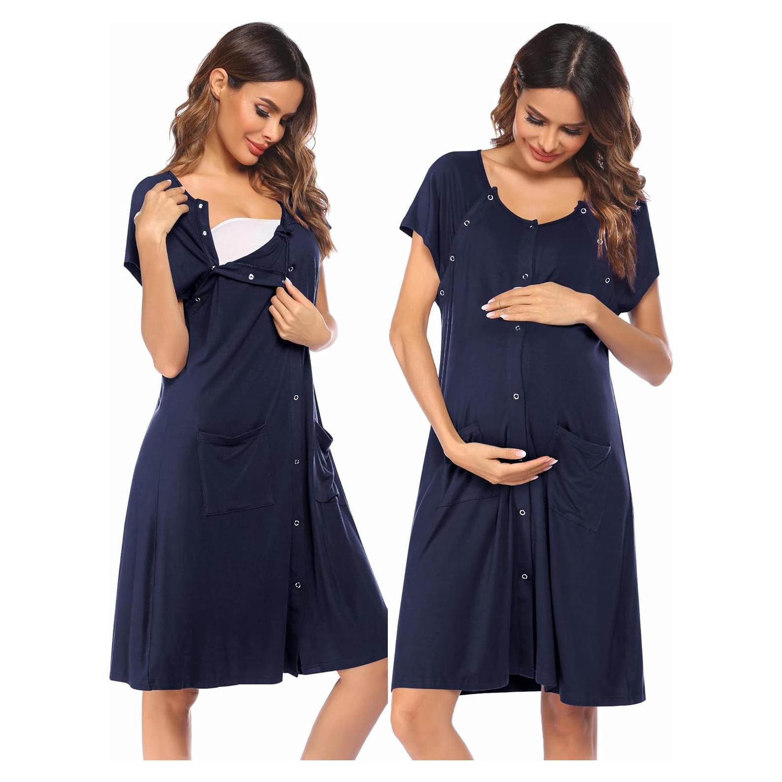 Bata de Maternidad Ekouaer 3 en 1 para Trabajo y Lactancia S-XXL