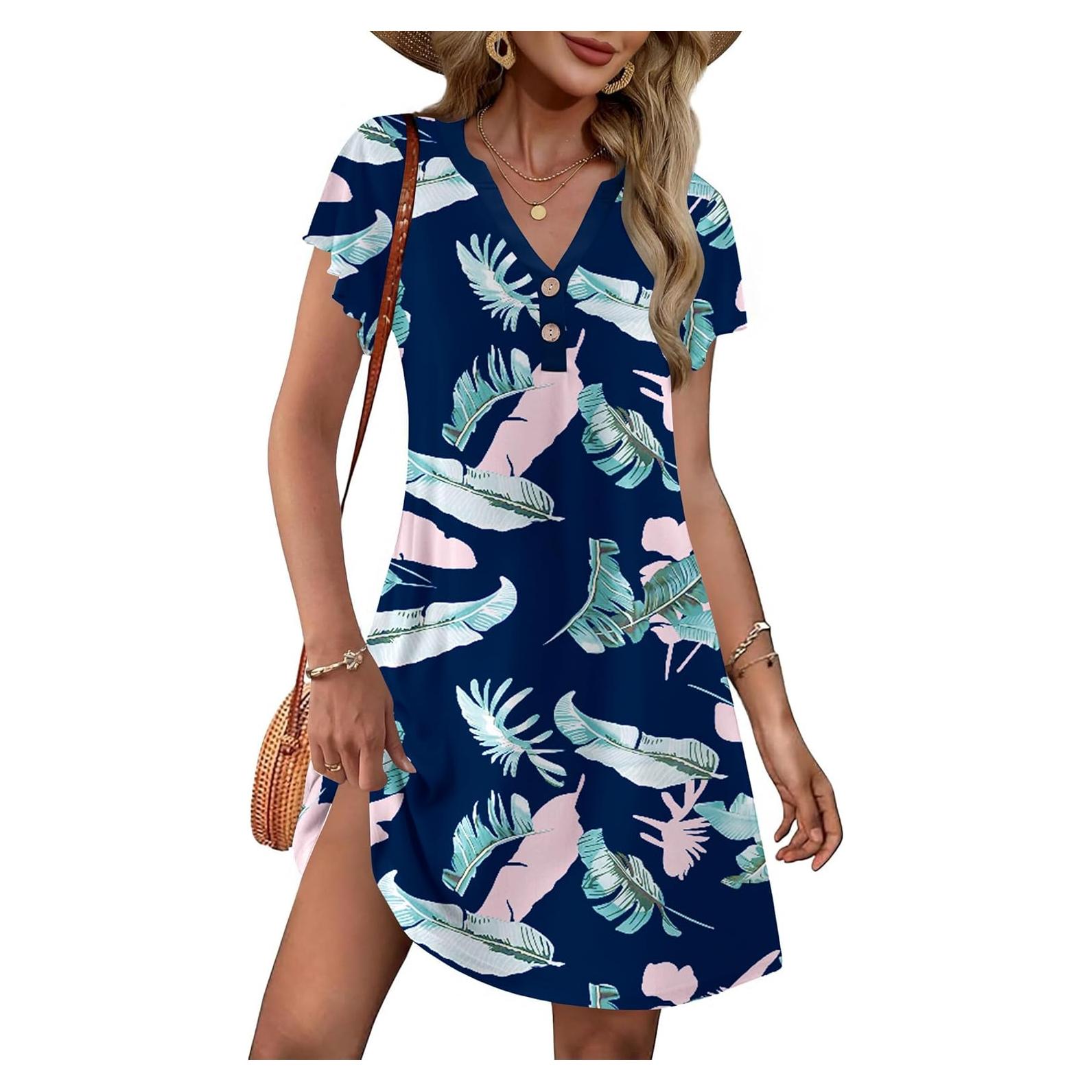 Camisón de Mujer Ekouaer Manga Corta Viscosa S-XXL