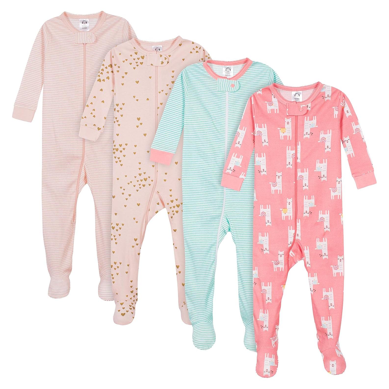 Pijamas con pies para niñas Gerber 24 meses paquete de 4