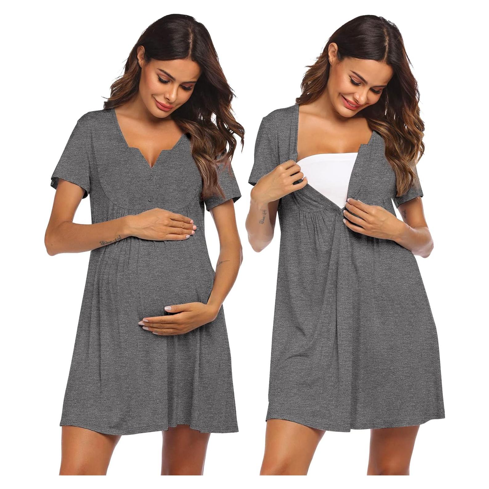 Bata de Maternidad Ekouaer para Trabajo y Lactancia S-XXL