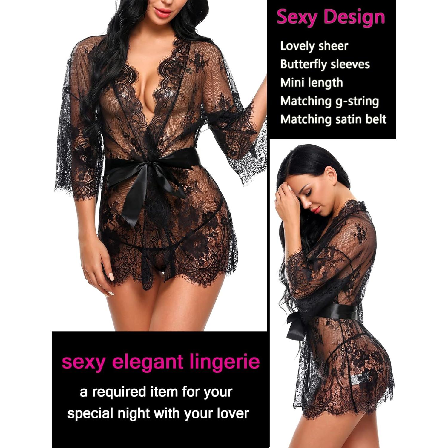 Bata de Encaje Kimono Avidlove para Mujeres S-5XL