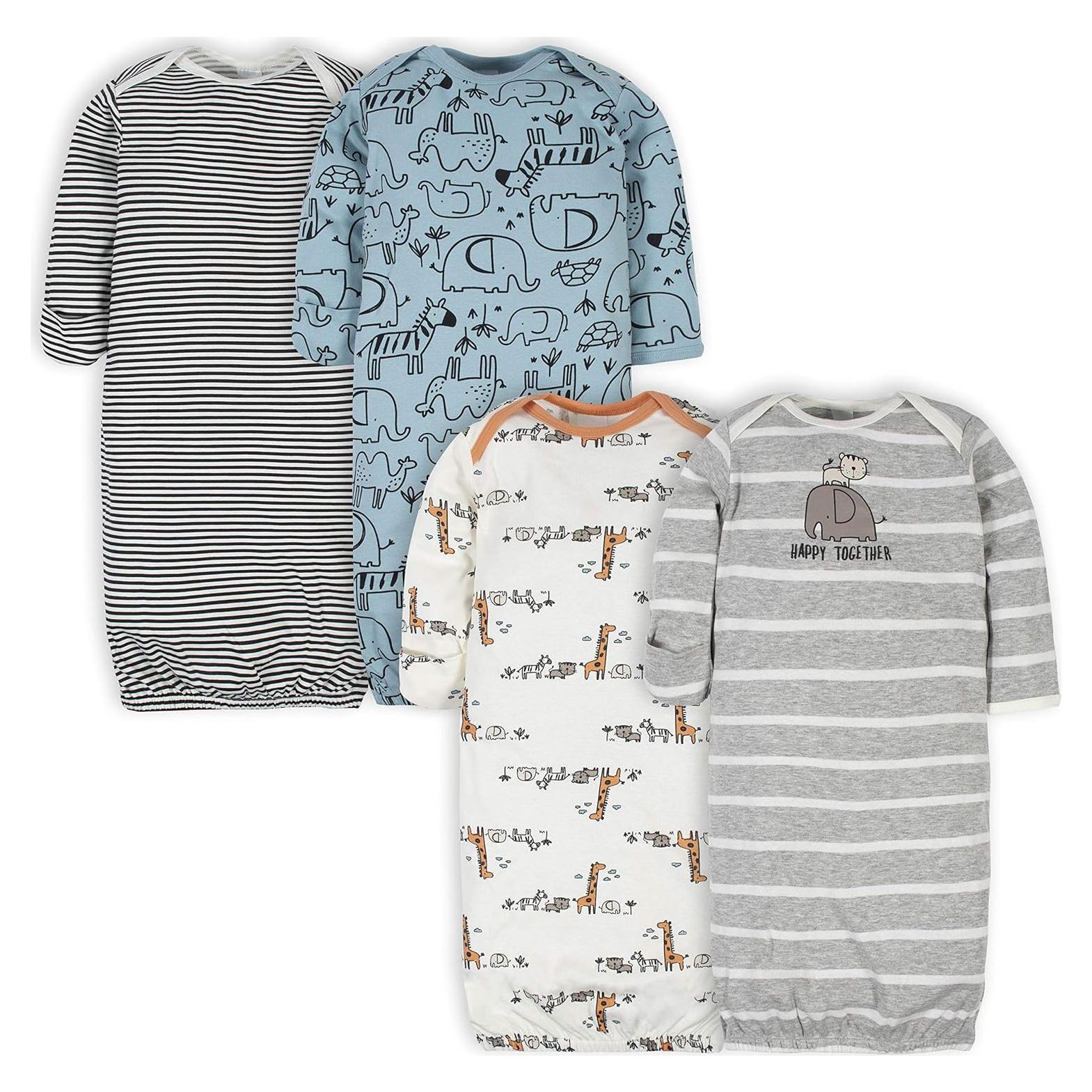 Vestidos de dormir Gerber unisex para bebés 0-6 meses - 4 piezas