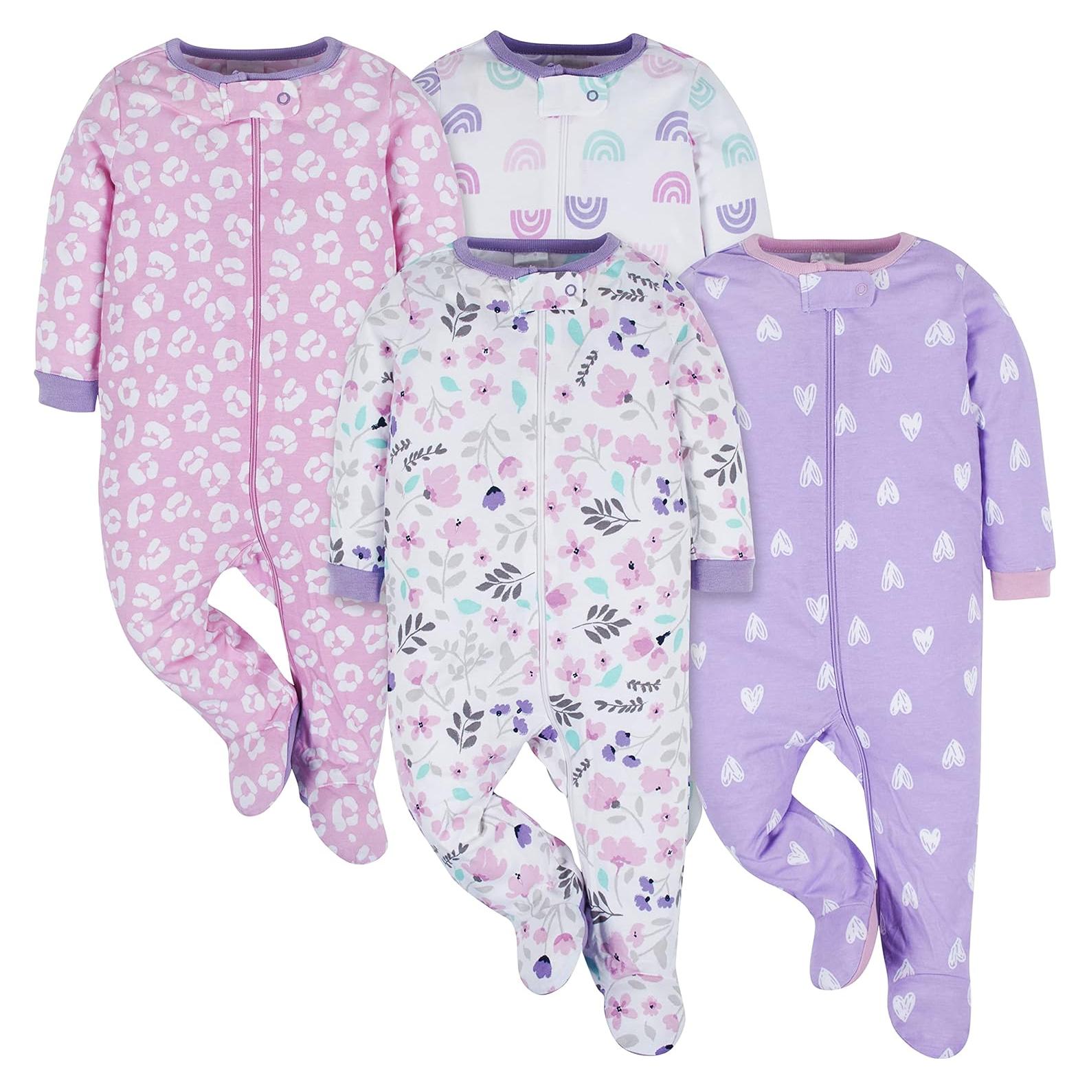Pijamas Sleep 'N Play Onesies para Niñas 0-3 Meses 4 Piezas