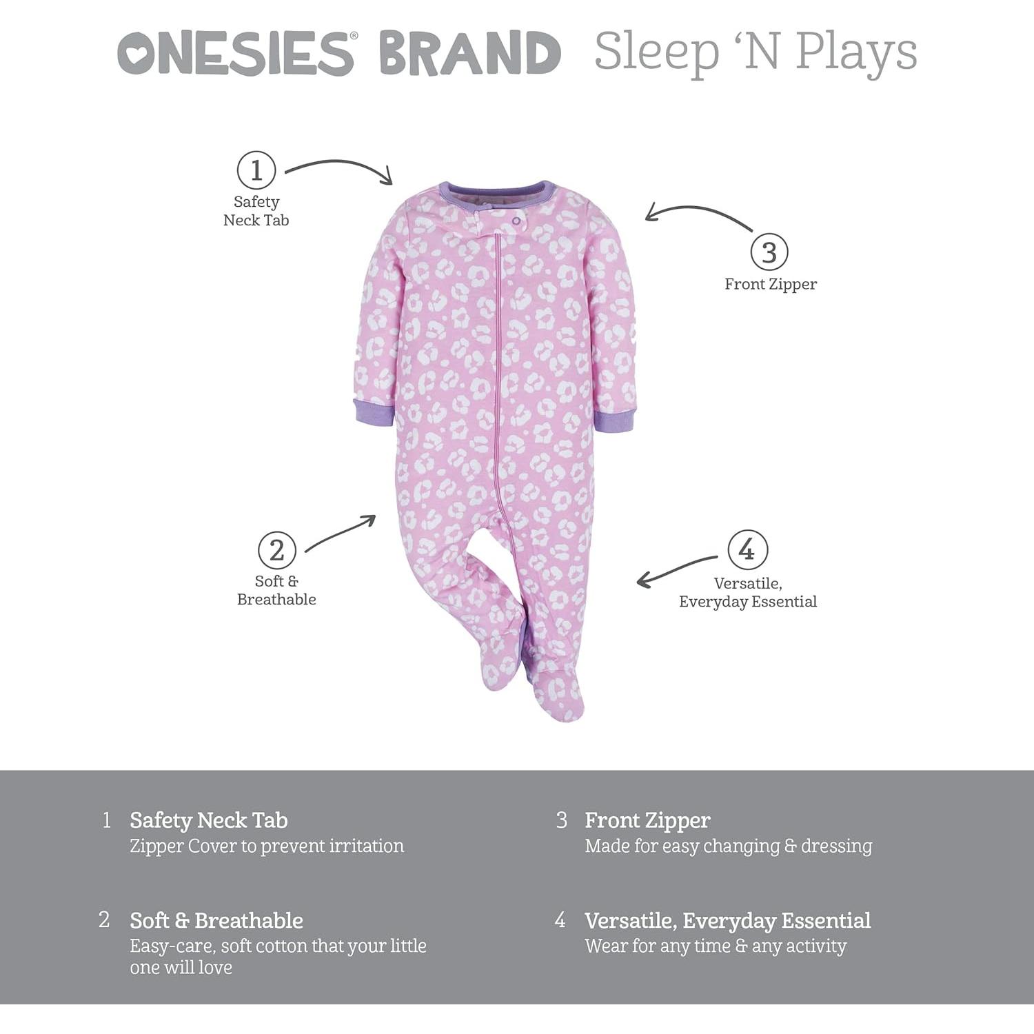 Pijamas Sleep 'N Play Onesies para Niñas 0-3 Meses 4 Piezas