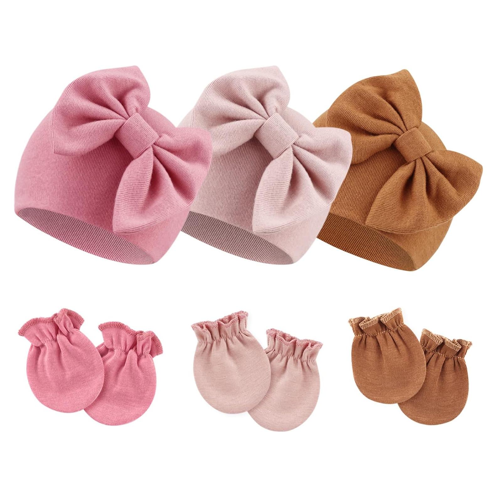 BQUBO Gorro y Manoplas para Bebés 0-6 Meses Algodón