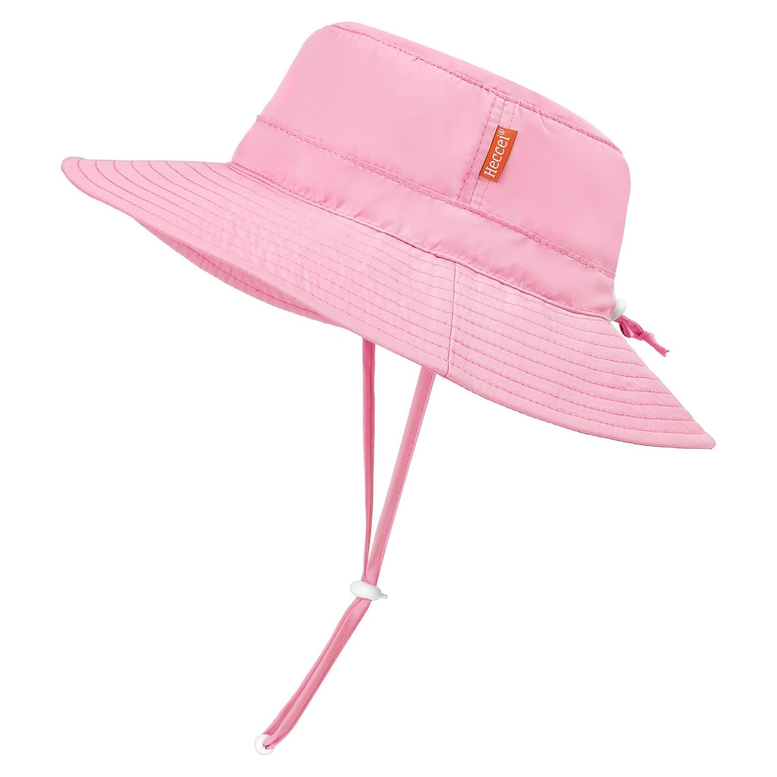 Gorro de sol HECCEI para bebé UPF 50+ ajustable rosa 6-24 meses