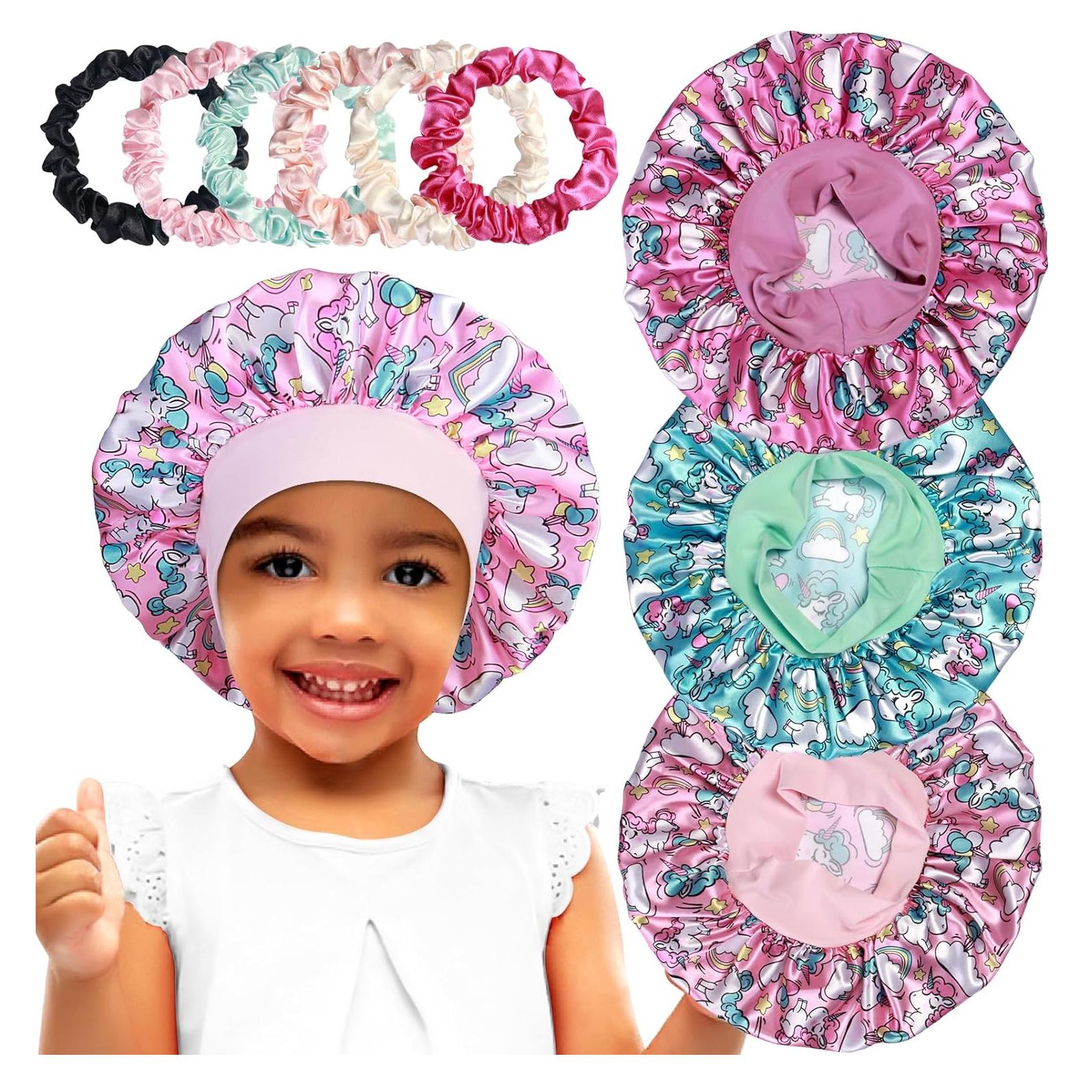 Bonetes de Satén para Niñas Heniho - 3 Piezas con Scrunchies