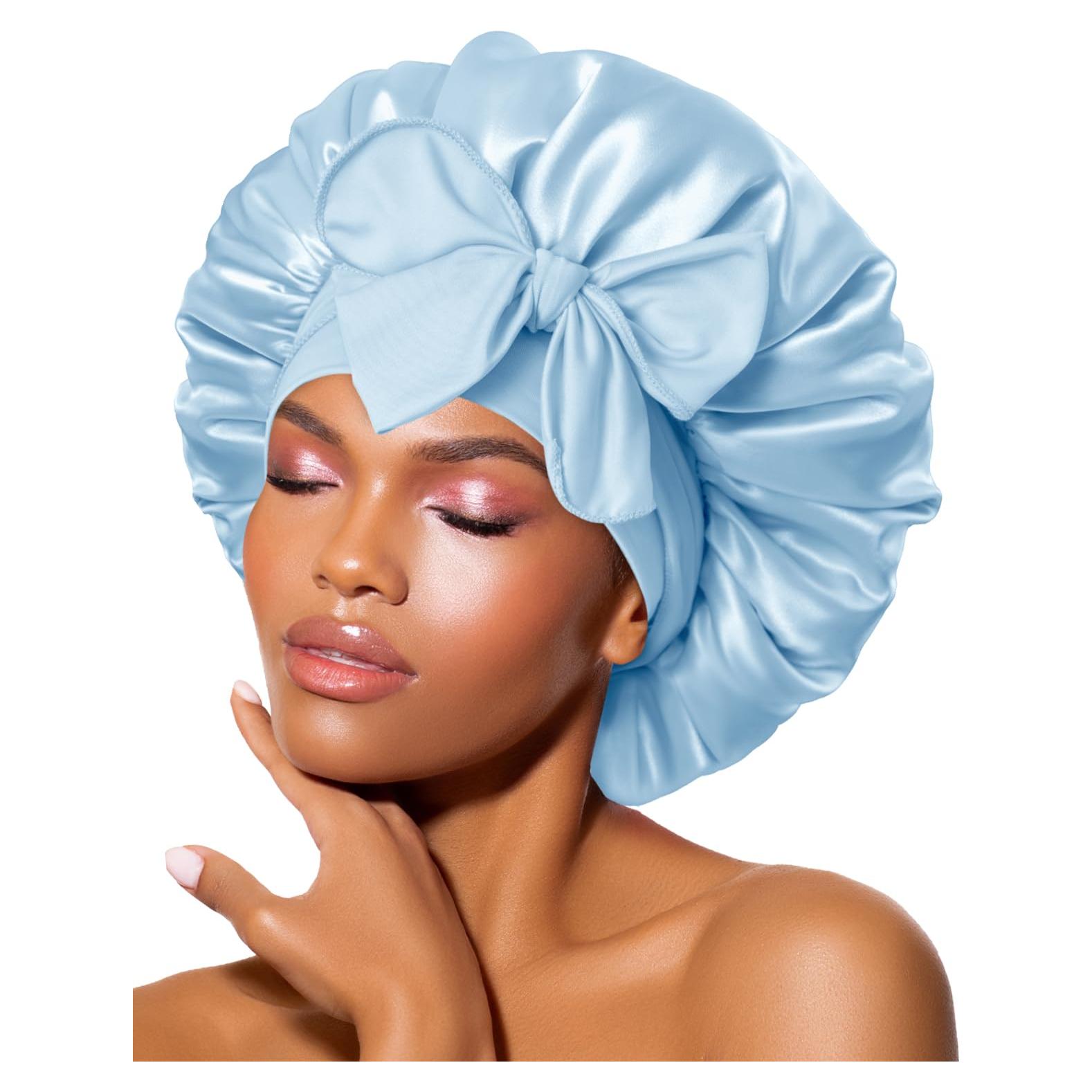 Bonete de Satén para Dormir Eastsun Azul Mediano Ajustable