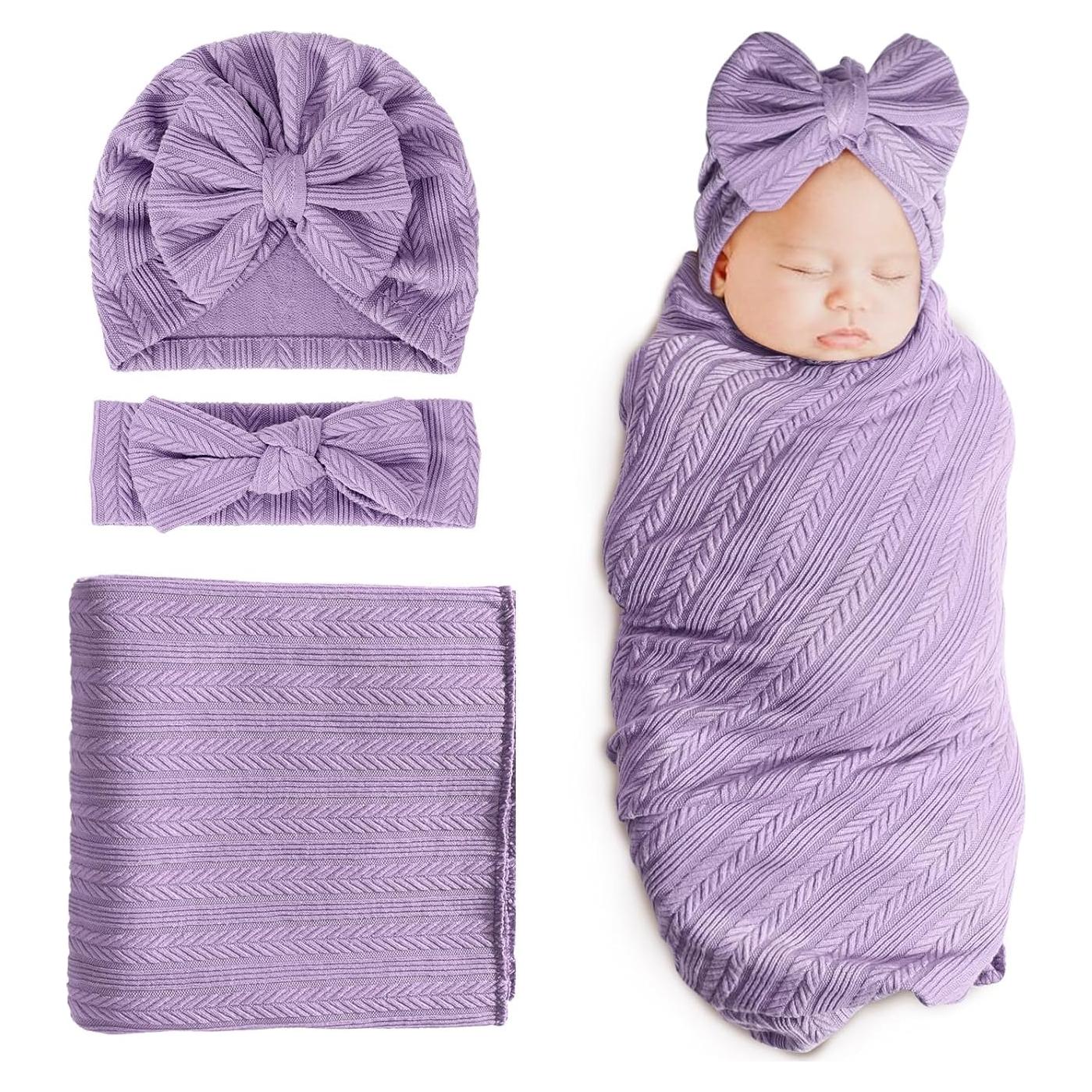 DRESHOW Manta de Recepción para Recién Nacidos 80cm Púrpura