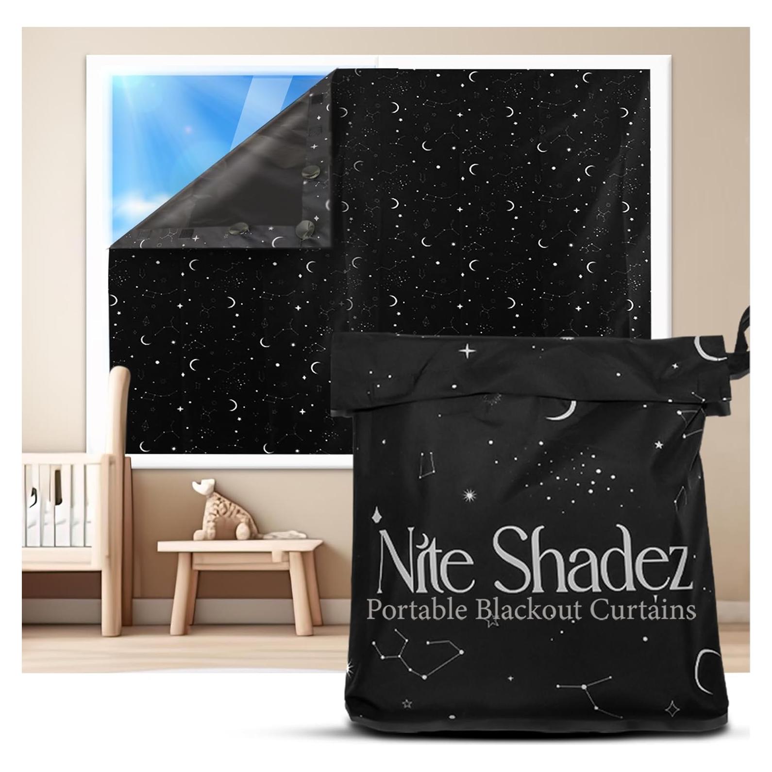 Cortinas Blackout Portátiles Nite Shadez 60x80cm Estrellas UV