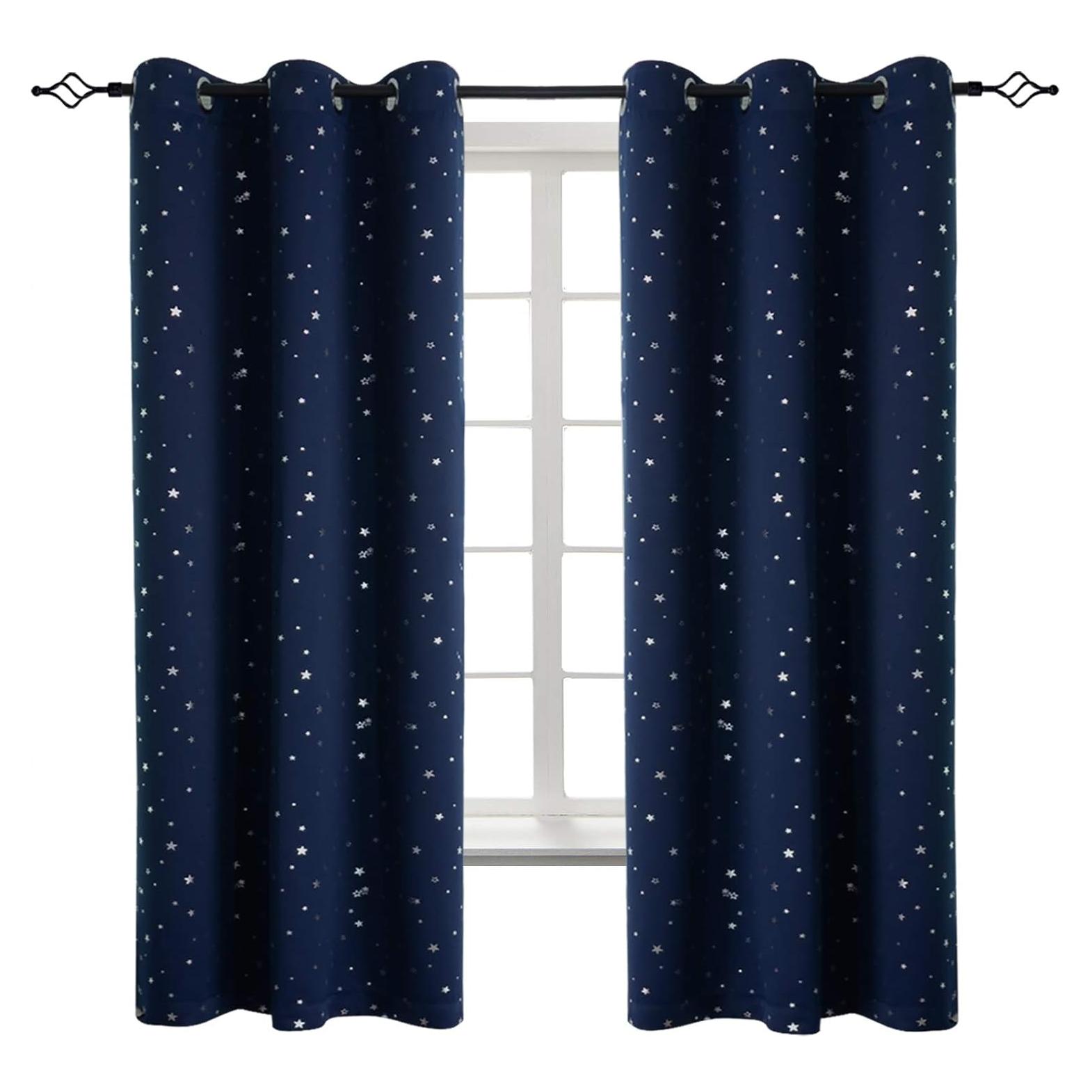 Cortinas Opacas BGment para Niños Estrellas 106.68x160.02cm Azul Marino