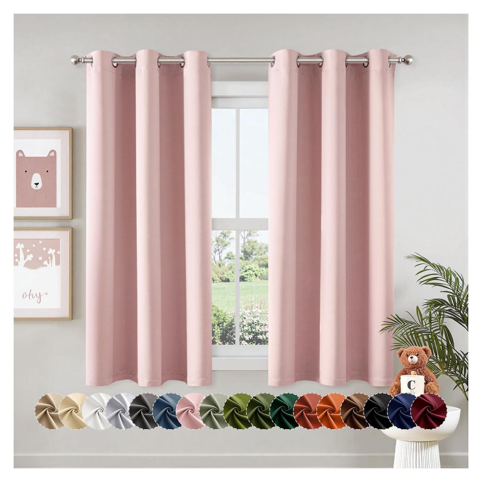 Cortinas Opacas MIULEE Rosa Bebé 2 Paneles 101.6x160 cm