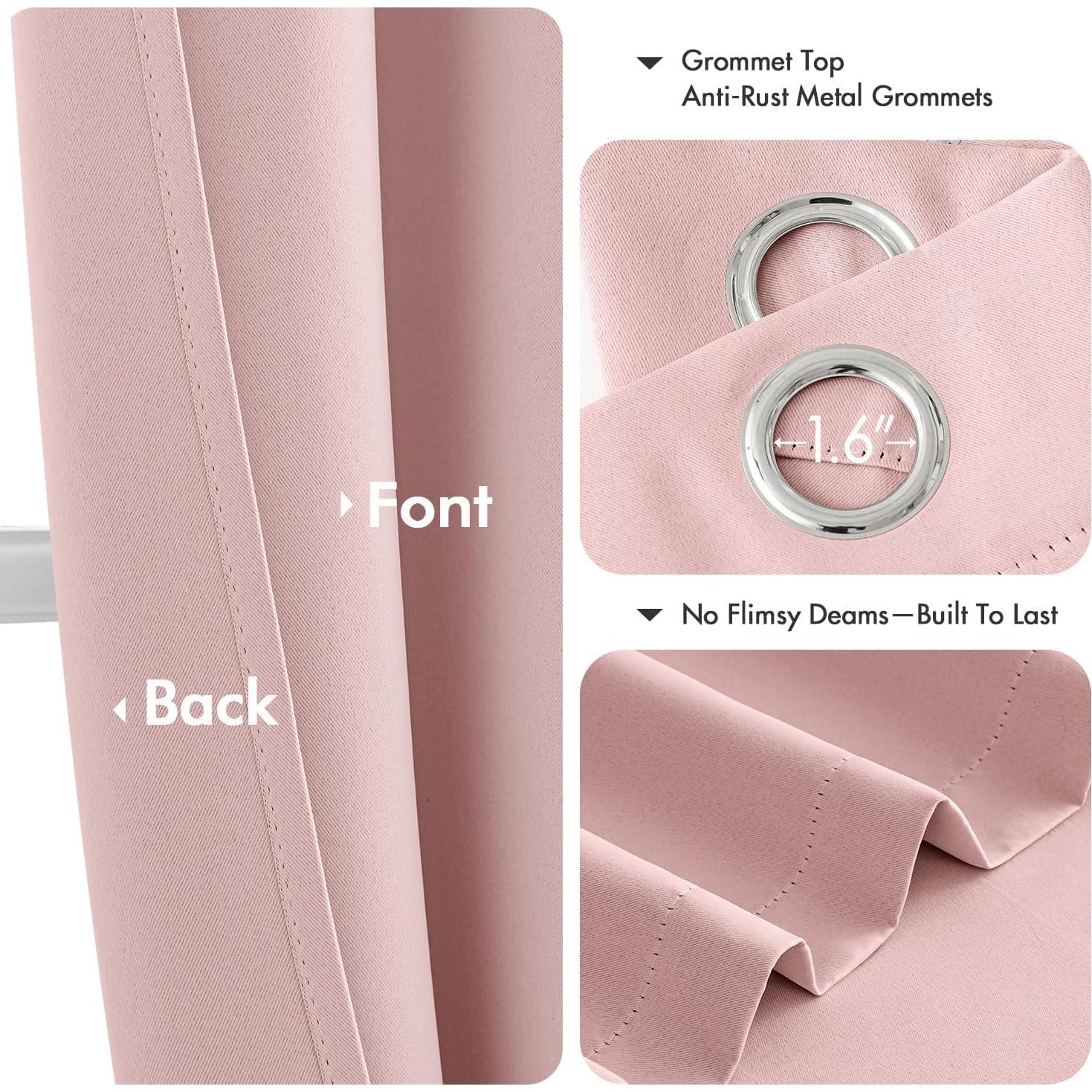 Cortinas Opacas MIULEE Rosa Bebé 2 Paneles 101.6x160 cm