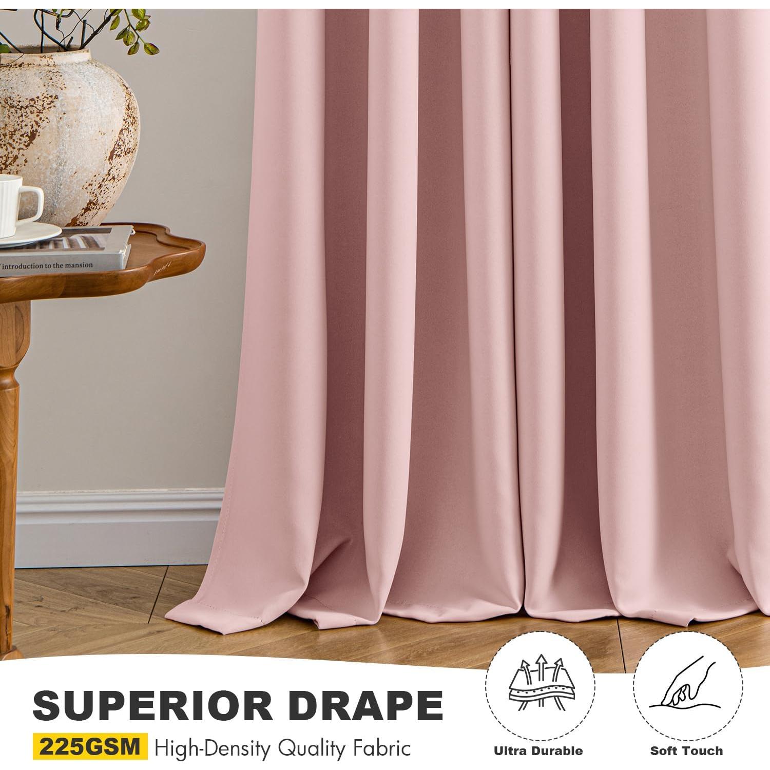 Cortinas Opacas MIULEE Rosa Bebé 2 Paneles 101.6x160 cm