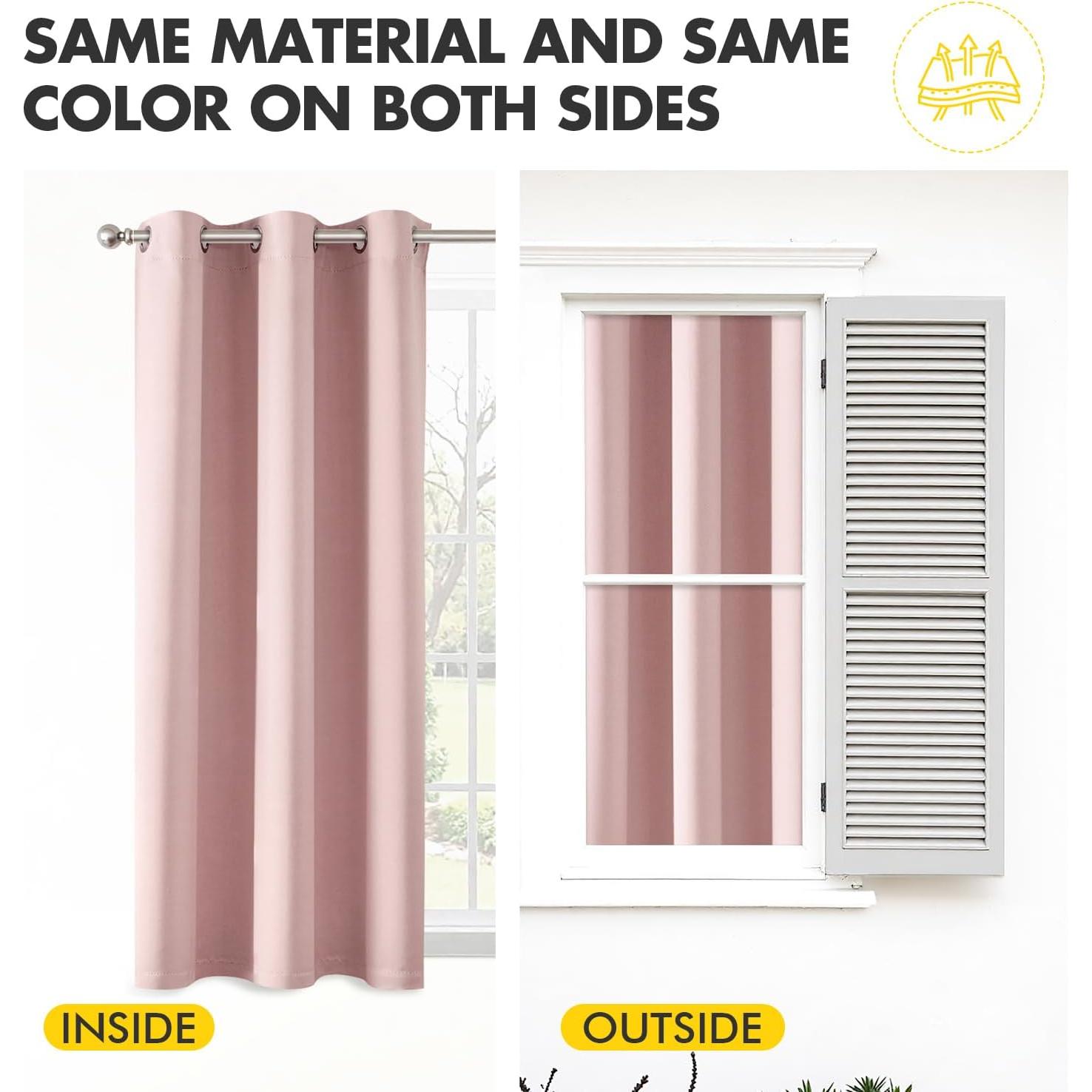Cortinas Opacas MIULEE Rosa Bebé 2 Paneles 101.6x160 cm