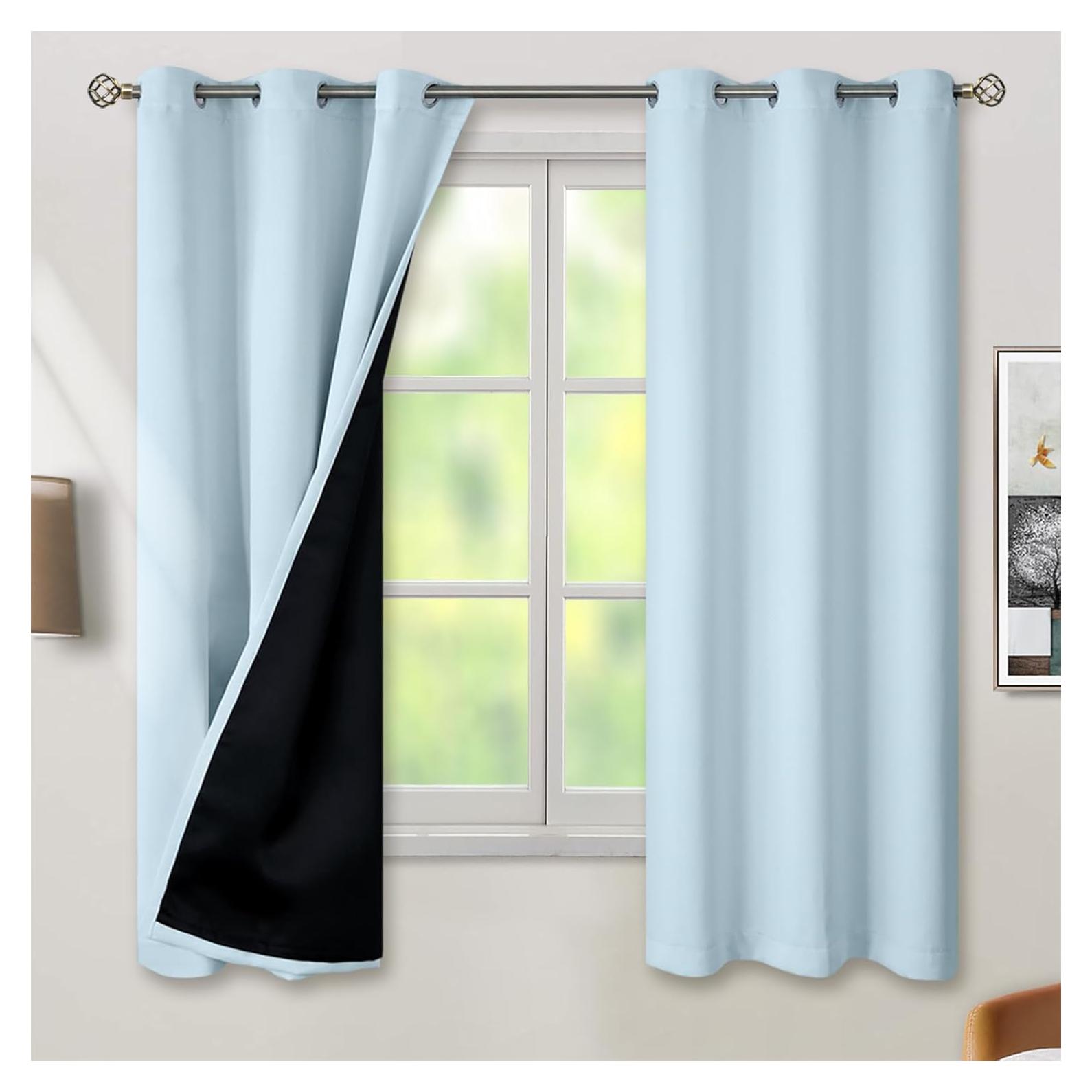 Cortinas Opacas BGment Azul Bebé 2 Paneles 42x63 cm Aislantes