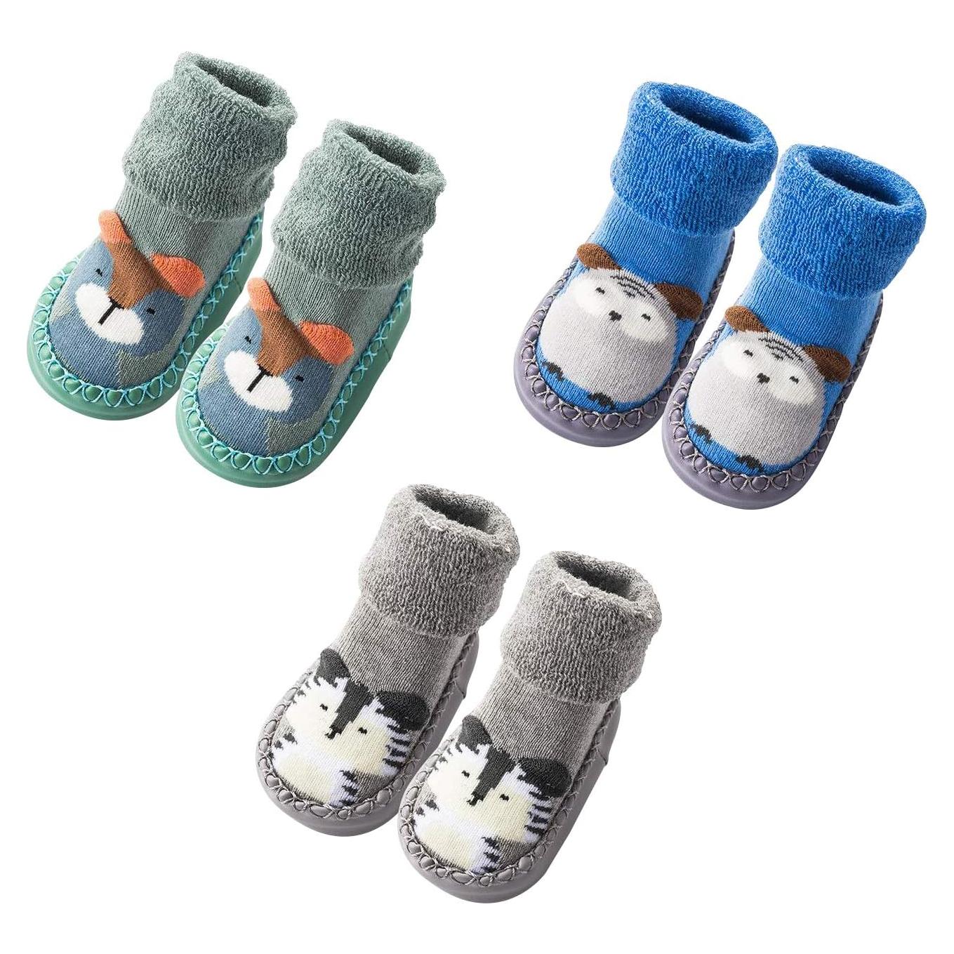 Mocasines Antideslizantes para Bebés 3 Pares Algodón 18-24M