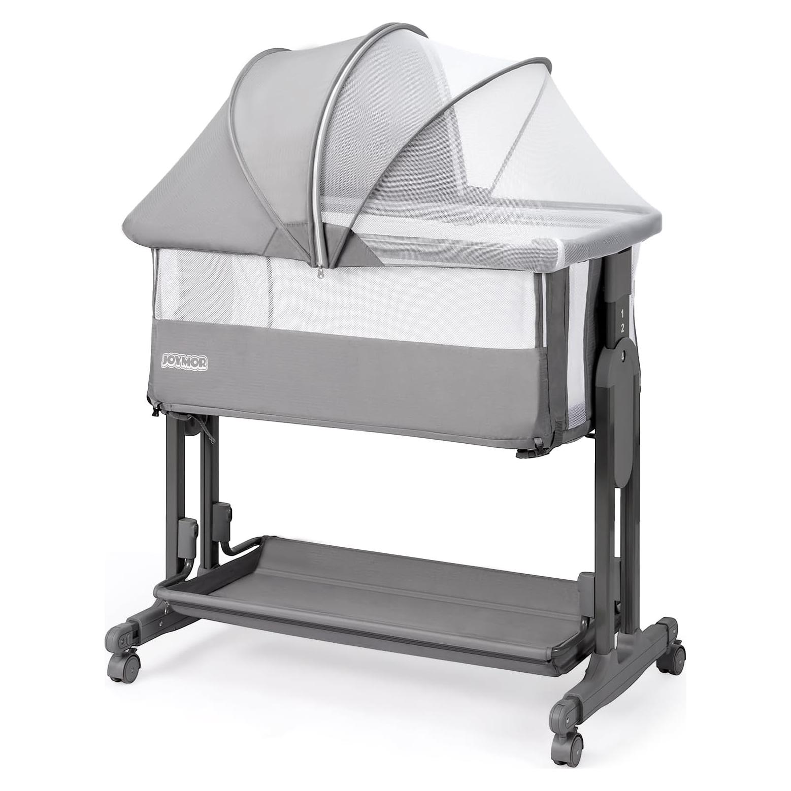 Cuna Lateral JOYMOR 4 en 1 Ajustable 7 Alturas Gris