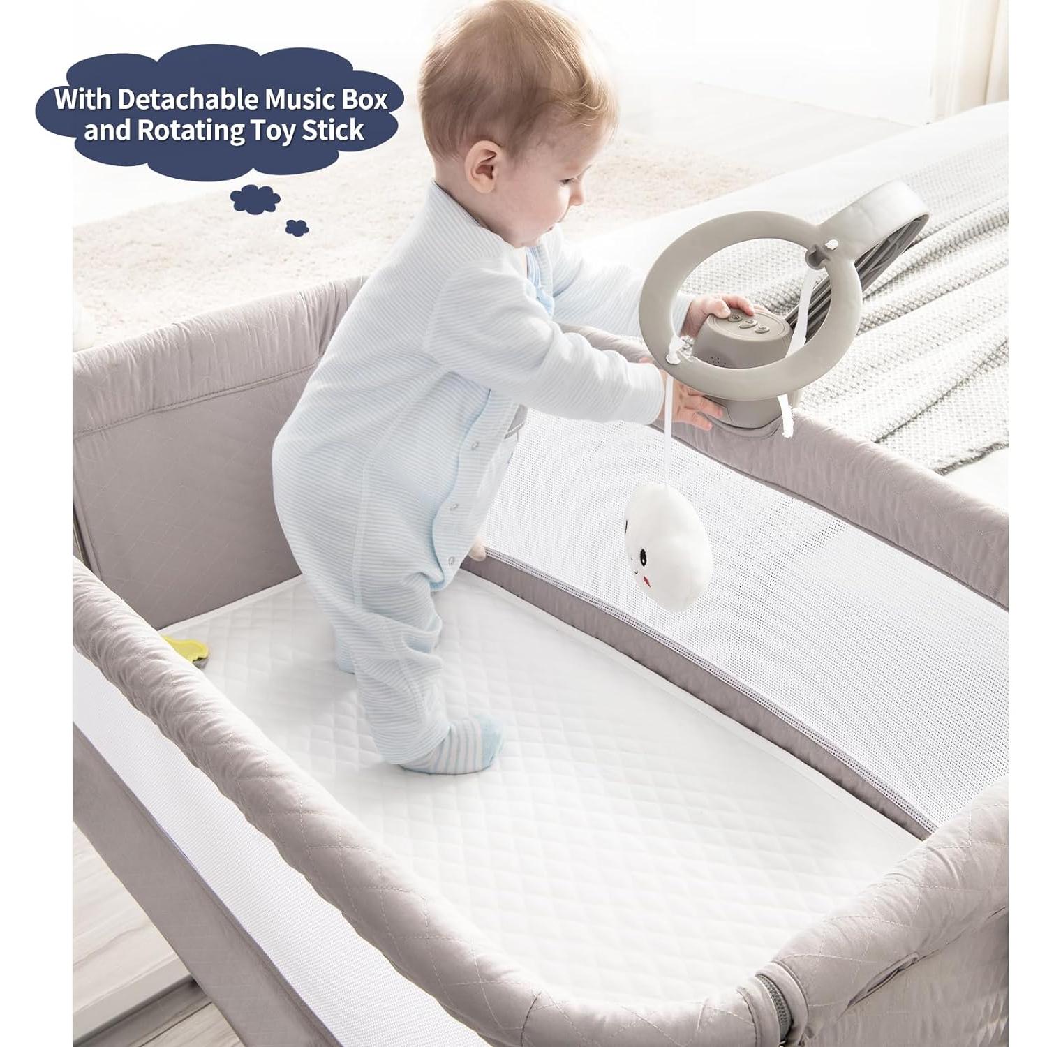 Cuna Lateral Transpirable RONBEI Ajustable 6 Niveles Gris