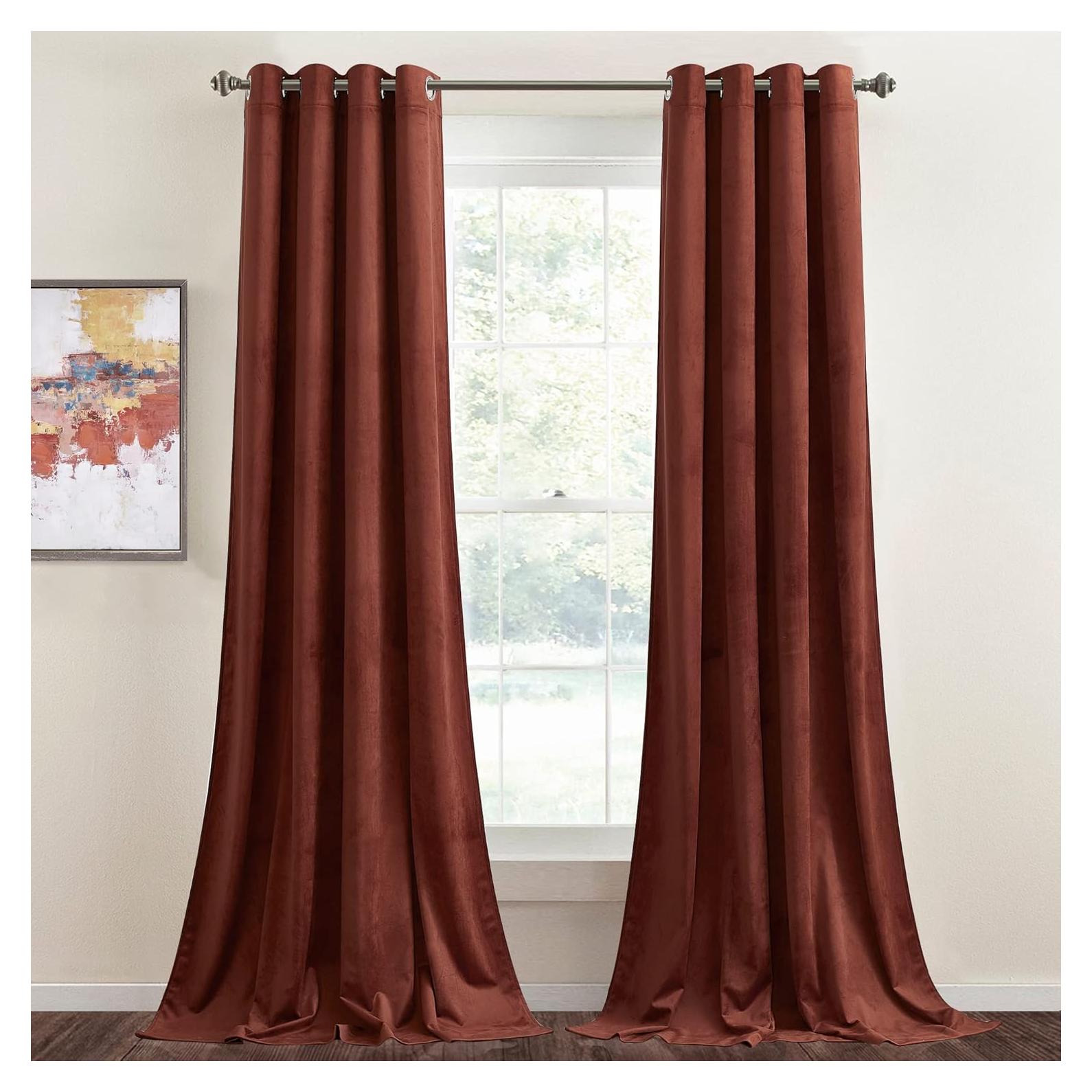 Cortinas de Terciopelo StangH 52x96" Rojo Óxido, 2 Paneles