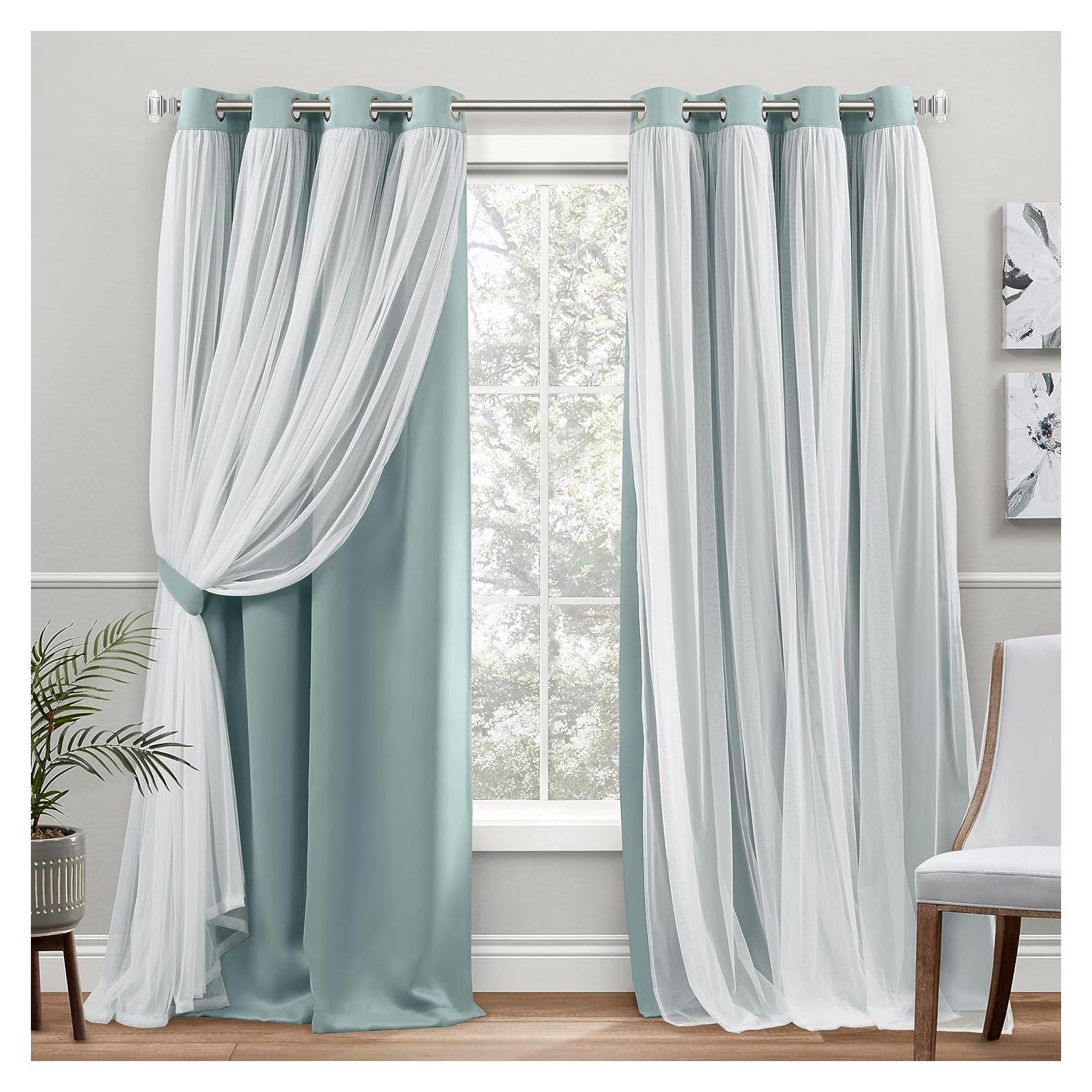 Cortinas Interiores Talia Doble Capa TOWN & COUNTRY LUXE 2 Piezas 132x244 cm Verde Menta