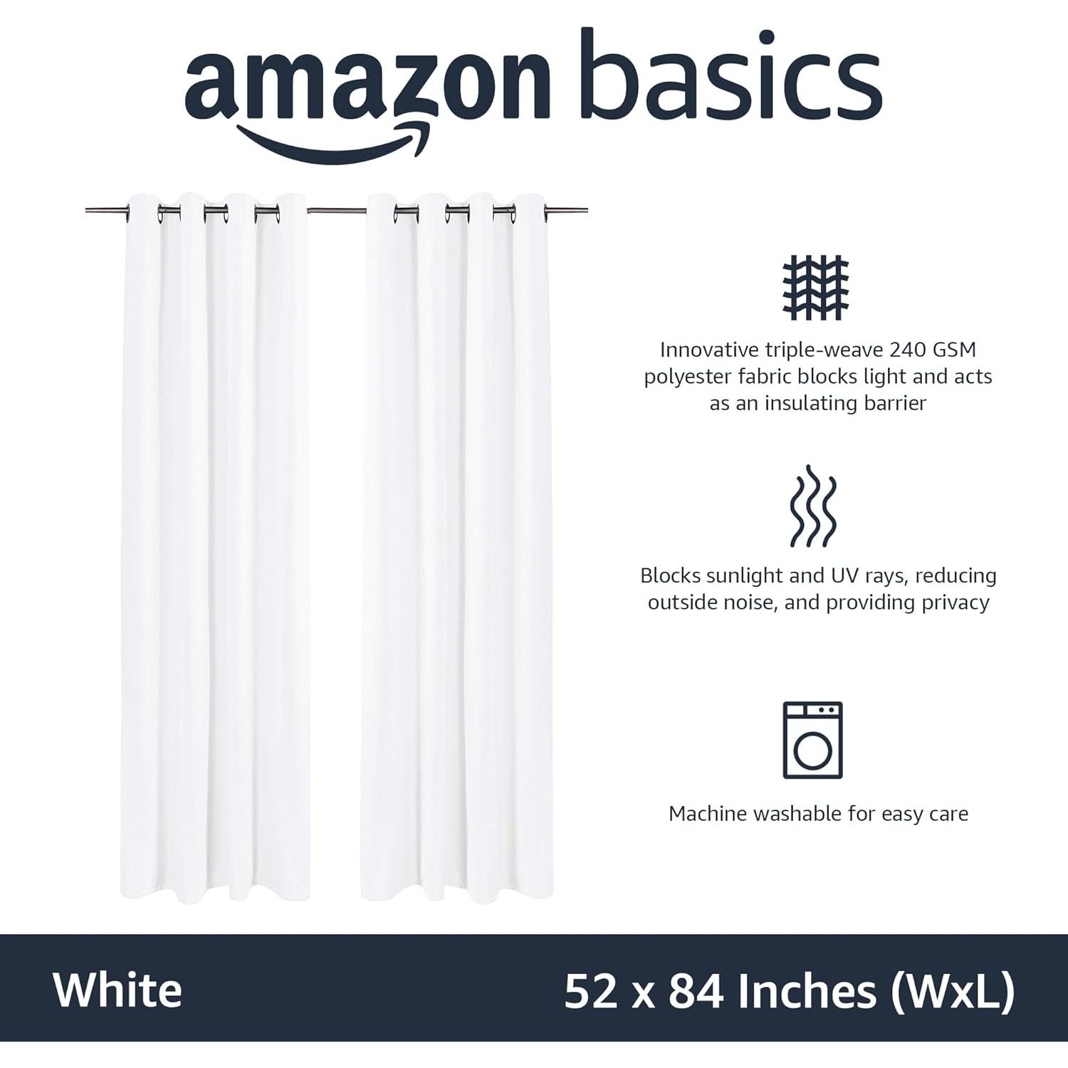 Cortinas Opacas Amazon Basics 2 Paneles 132x213 cm Blanco