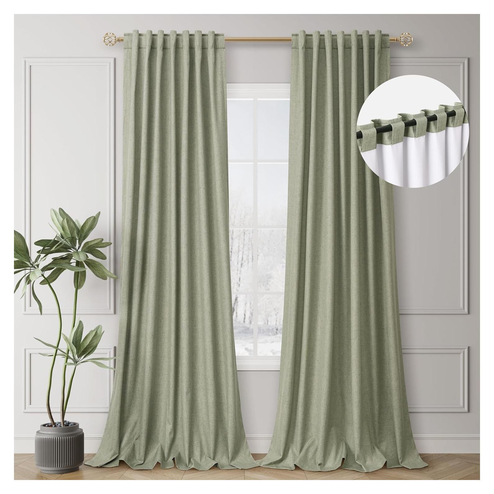 Cortinas Opacas BOODII Verde Salvia 213x132 cm Paquete de 2