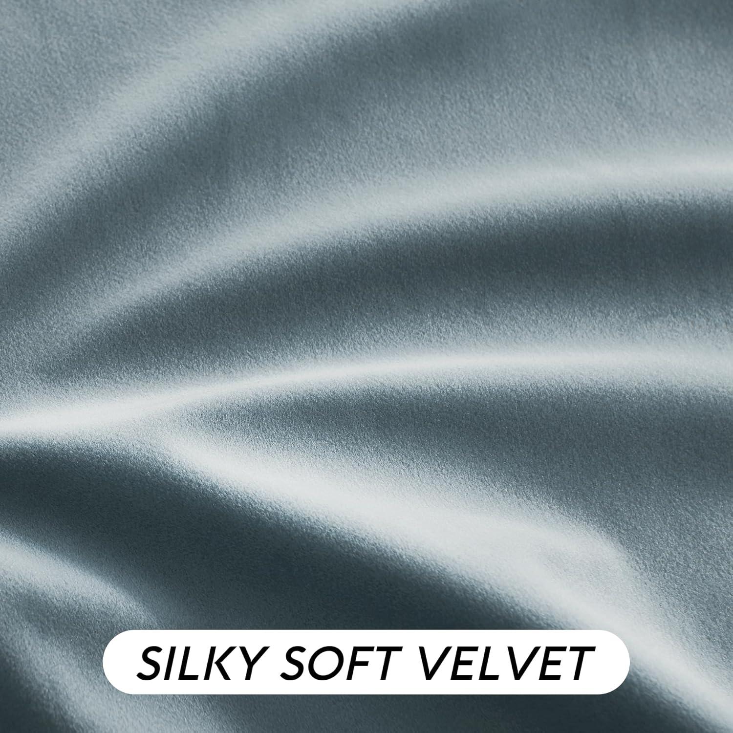 Cortinas de Terciopelo Azul Piedra RYB HOME 2 Paneles 90 cm